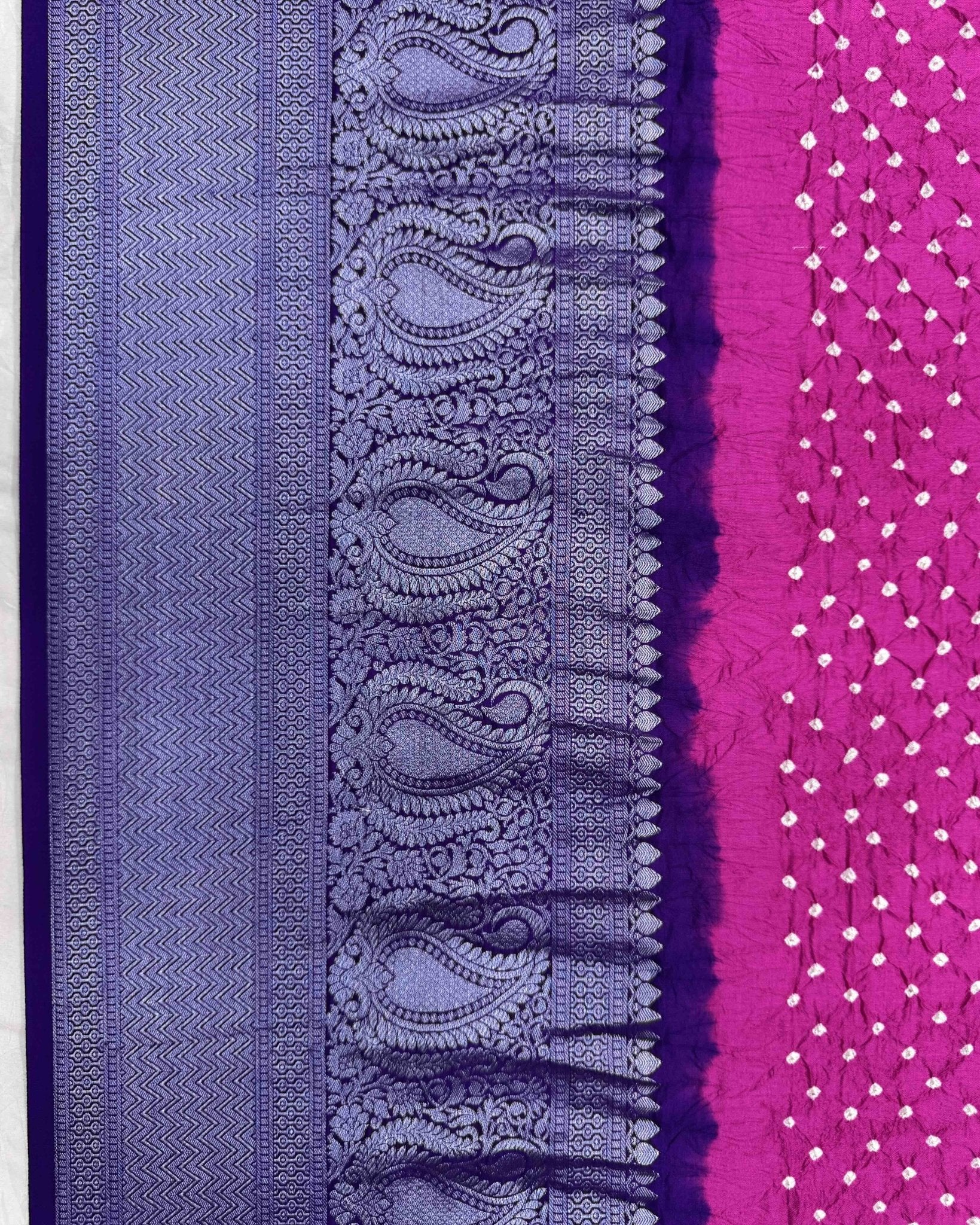 Purple & Pink Kanchipuram Bandhani Dupatta - SindhoiPatolaArt