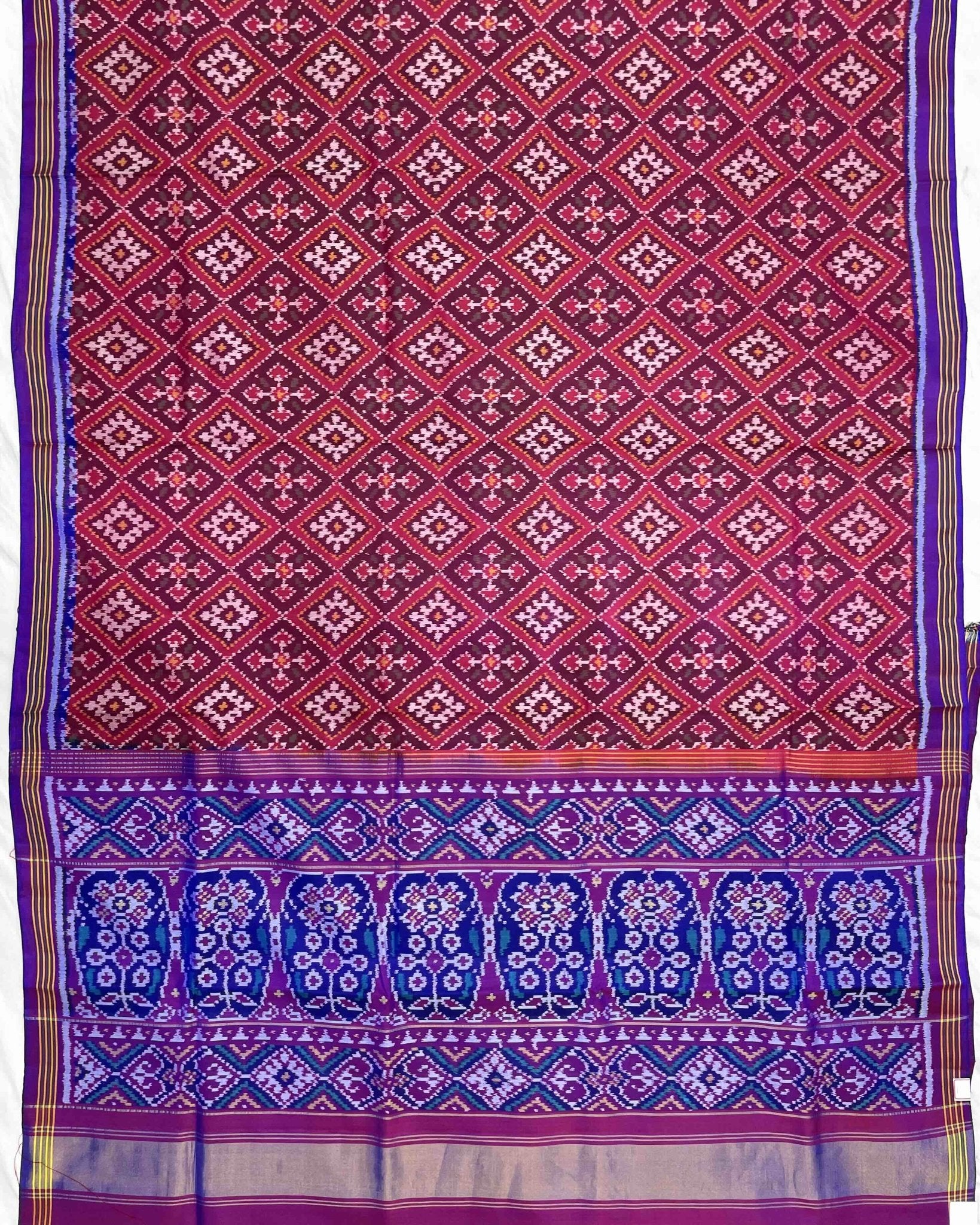 Purple & Pink Panchanda Patola Saree - SindhoiPatolaArt