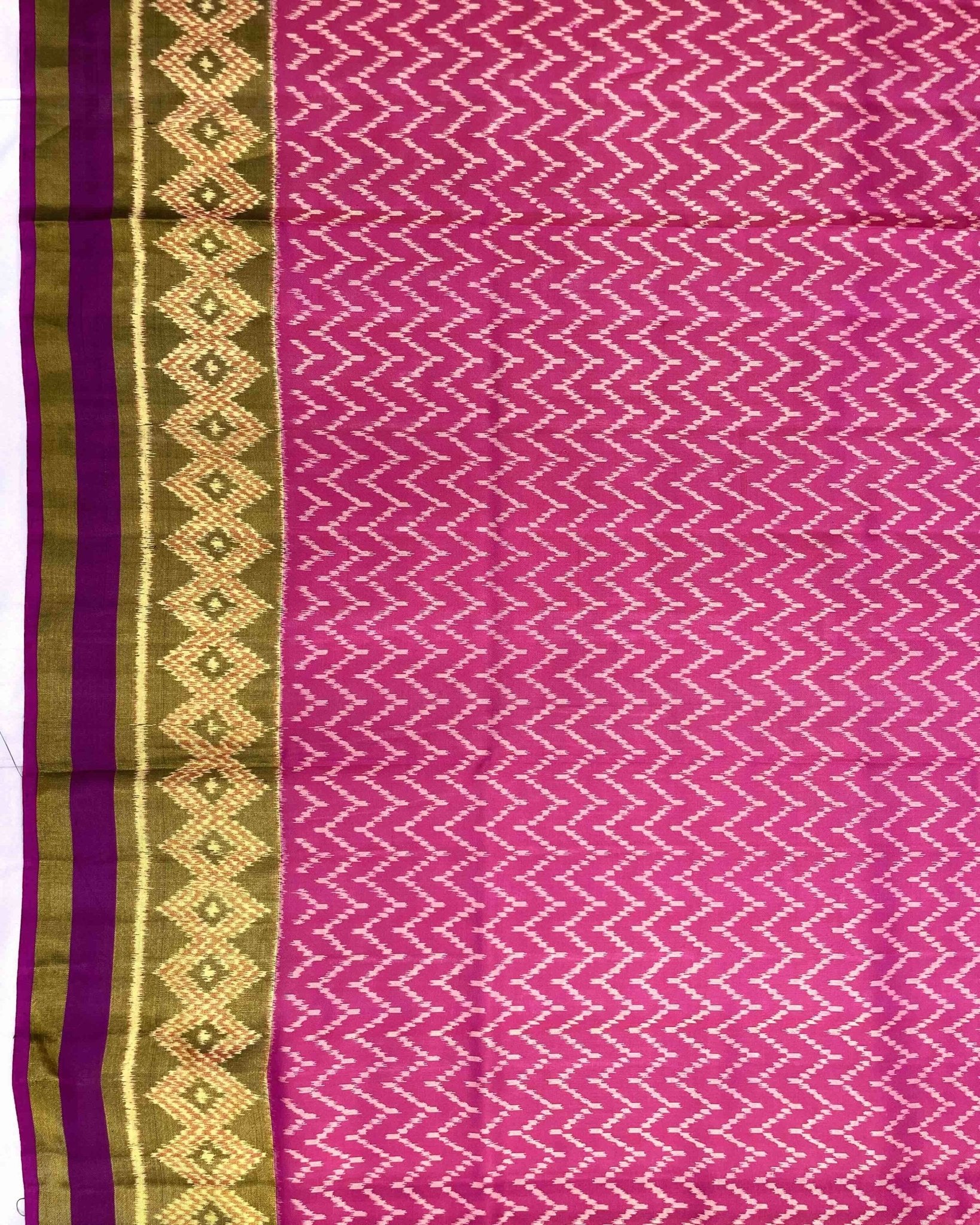 Purple & Pink Zig Zag Lining Patola Saree - SindhoiPatolaArt