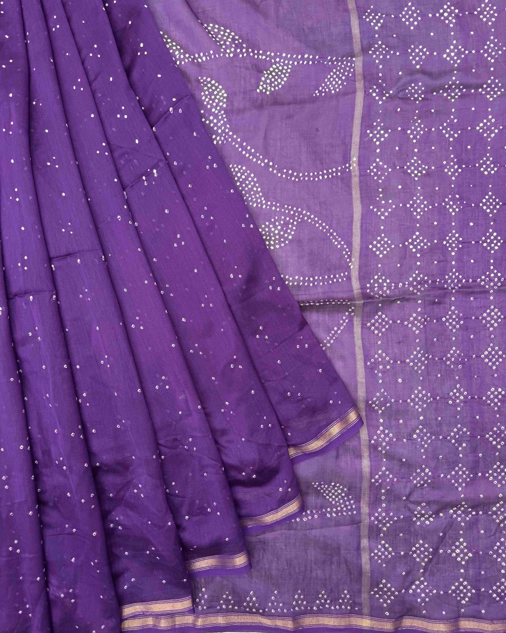 Purple Shaded Chanderi Bandhani Saree - SindhoiPatolaArt