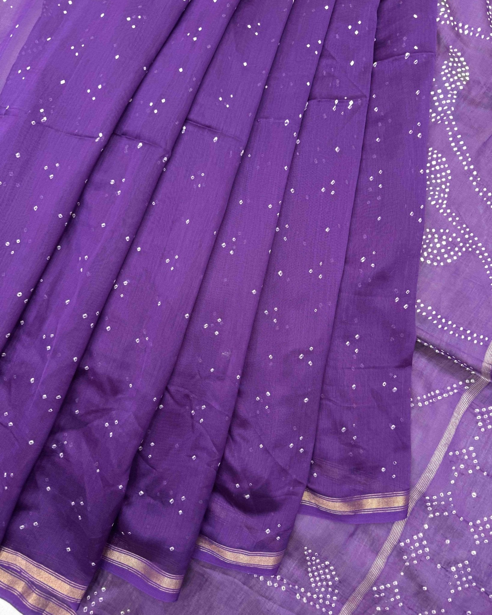 Purple Shaded Chanderi Bandhani Saree - SindhoiPatolaArt