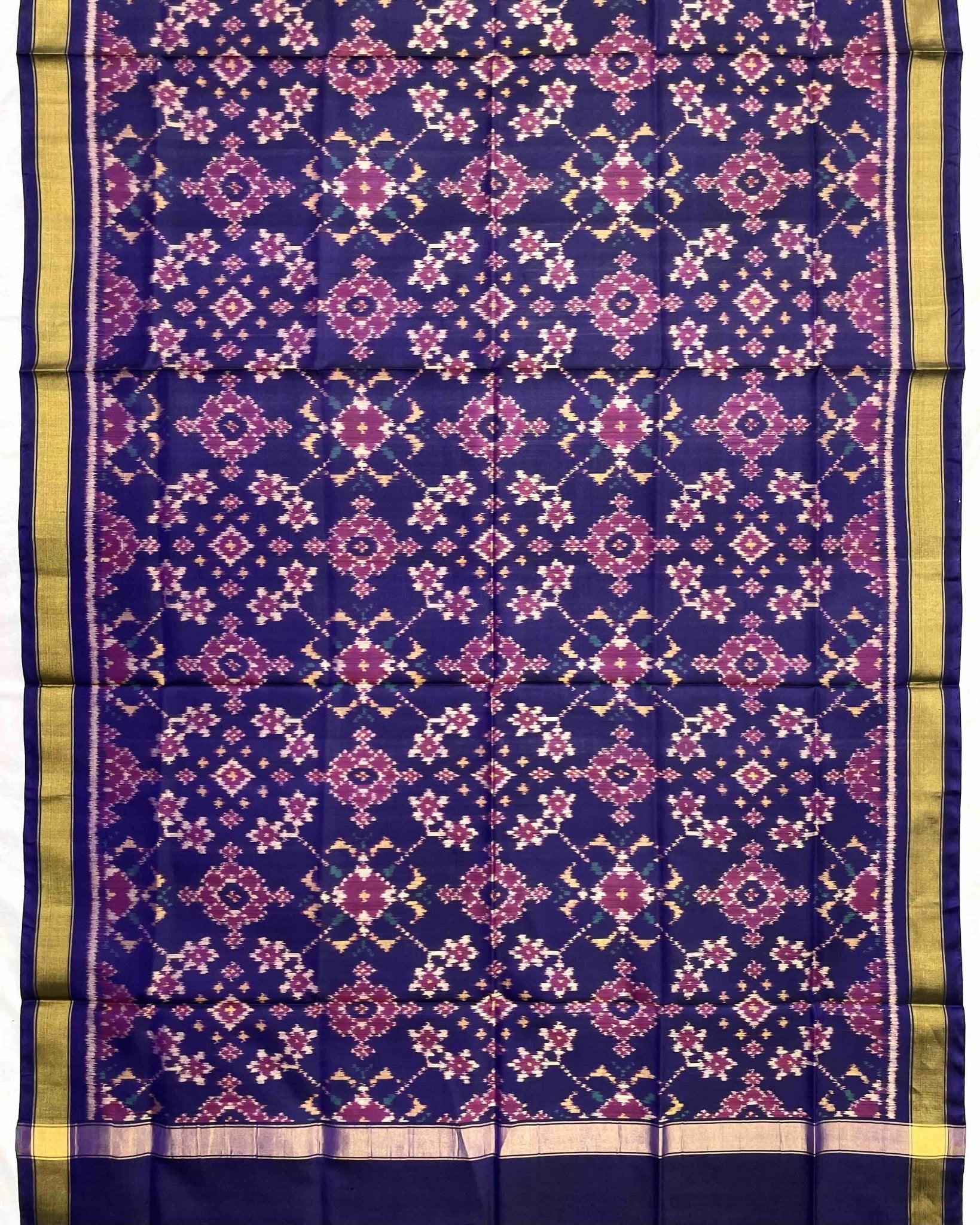 Purplish Blue Navratan Patola Dupatta - SindhoiPatolaArt