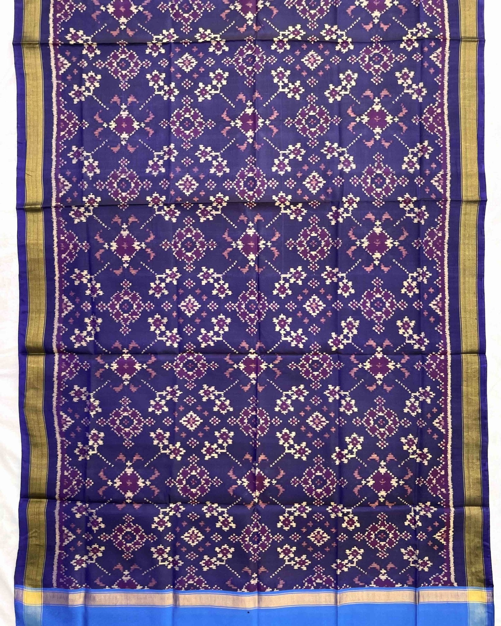 Purplish Blue Navratan Patola Dupatta - SindhoiPatolaArt