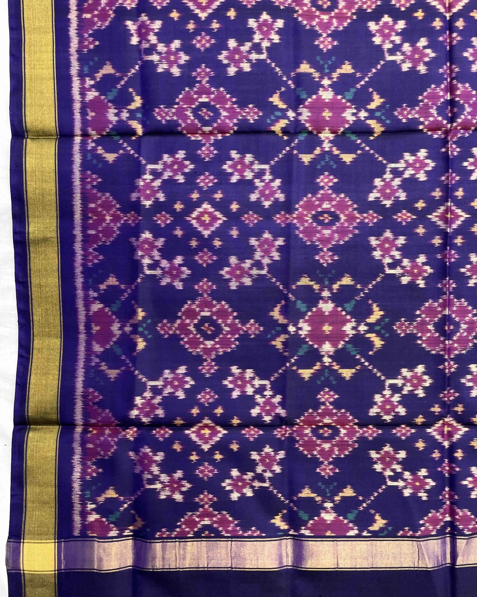 Purplish Blue Navratan Patola Dupatta - SindhoiPatolaArt