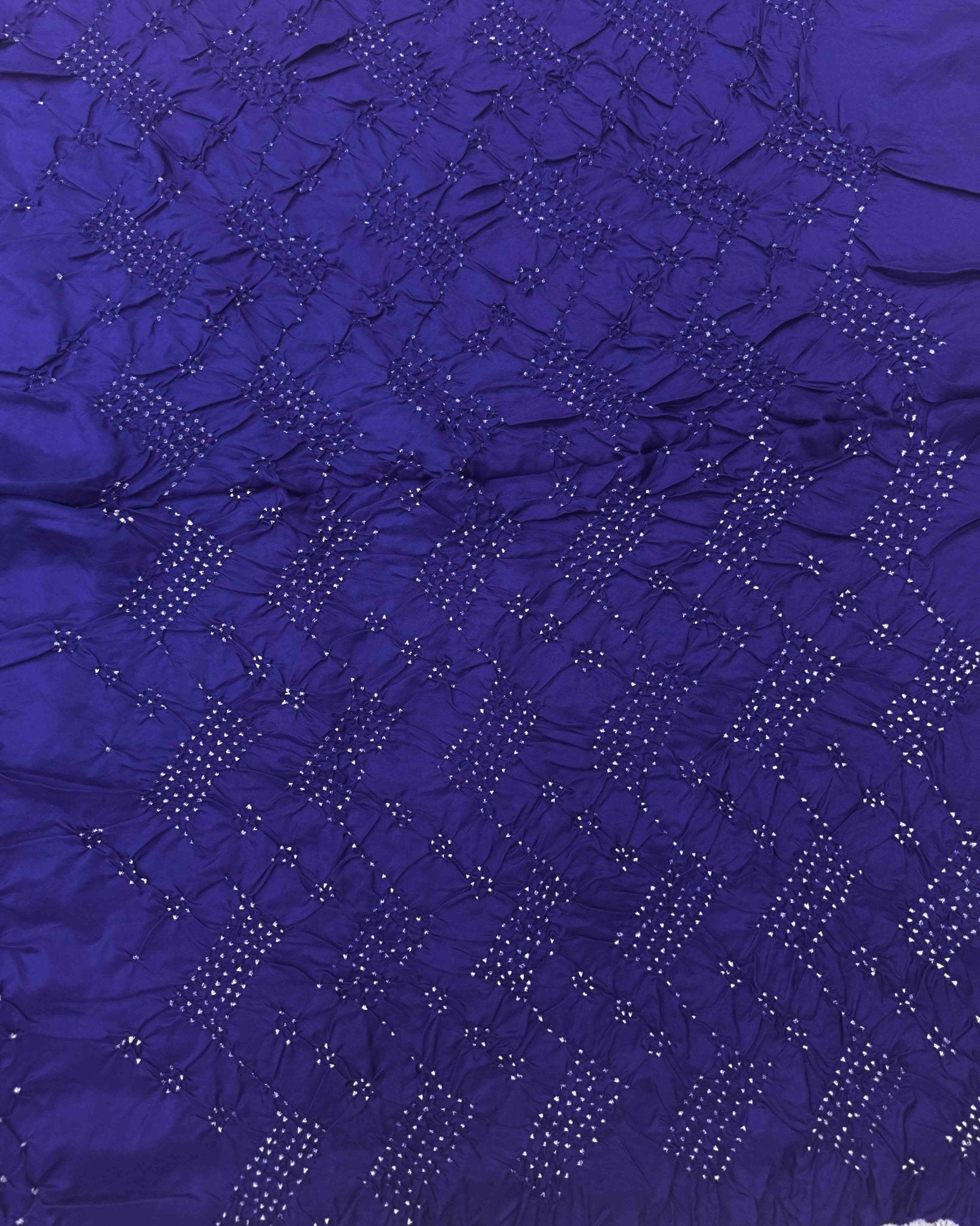 Purplish Blue & Sky Shaded Habotai Bandhani Saree - SindhoiPatolaArt