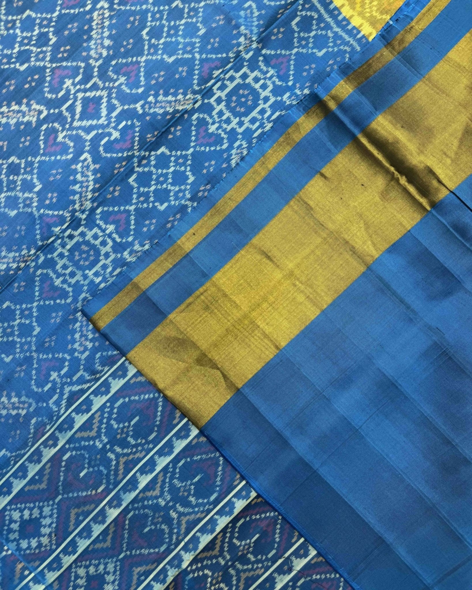 Rama Blue Manekchowk Patola Saree - SindhoiPatolaArt