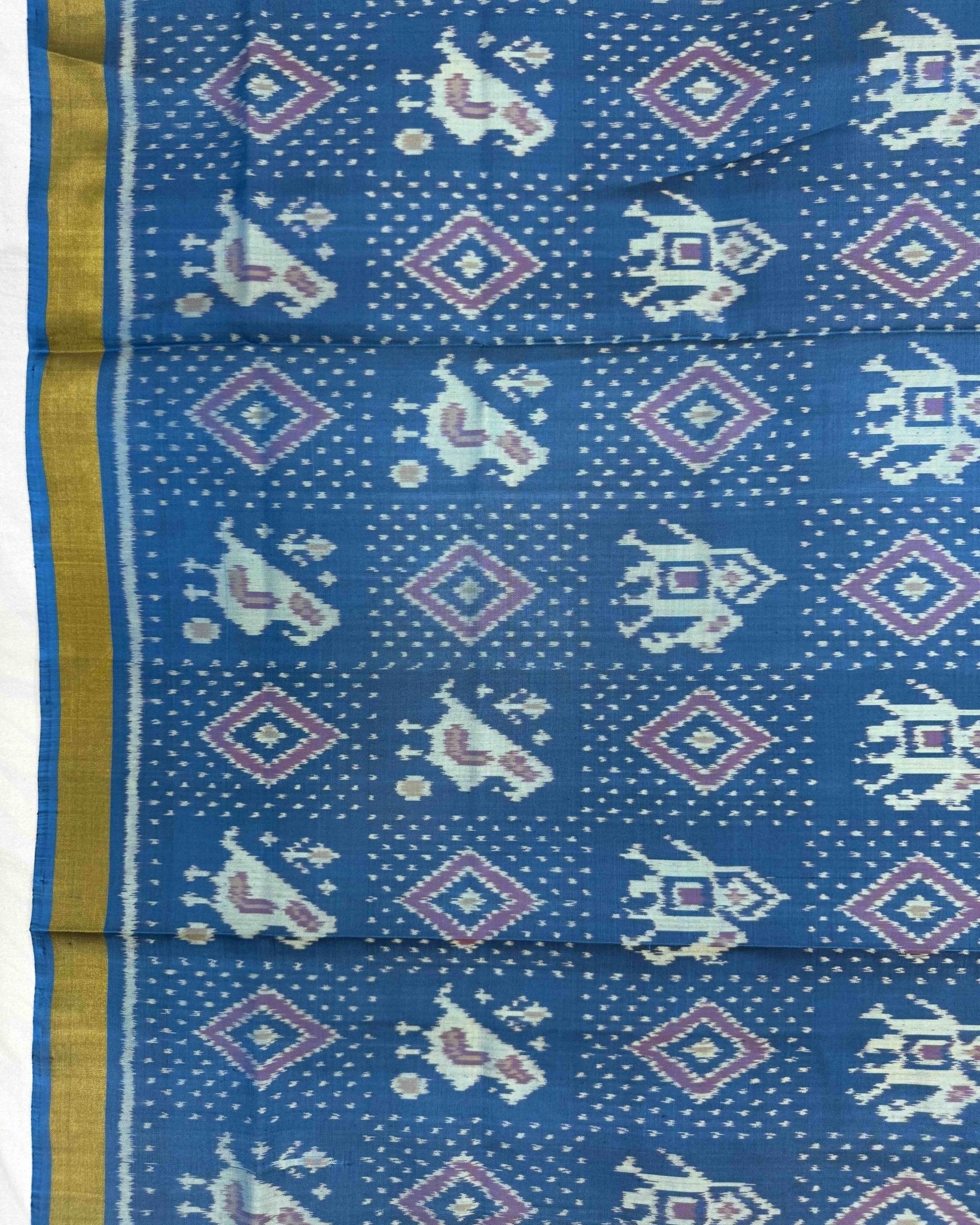 Rama Blue Narikunj Chanda Patola Saree - SindhoiPatolaArt
