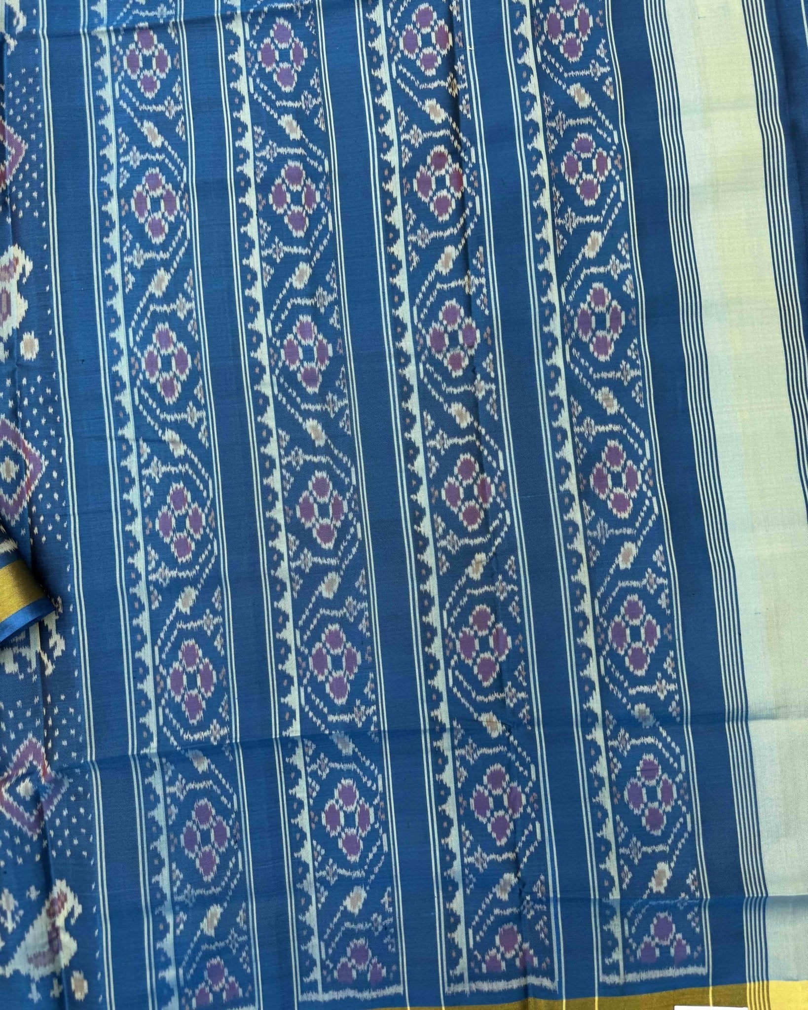 Rama Blue Narikunj Chanda Patola Saree - SindhoiPatolaArt