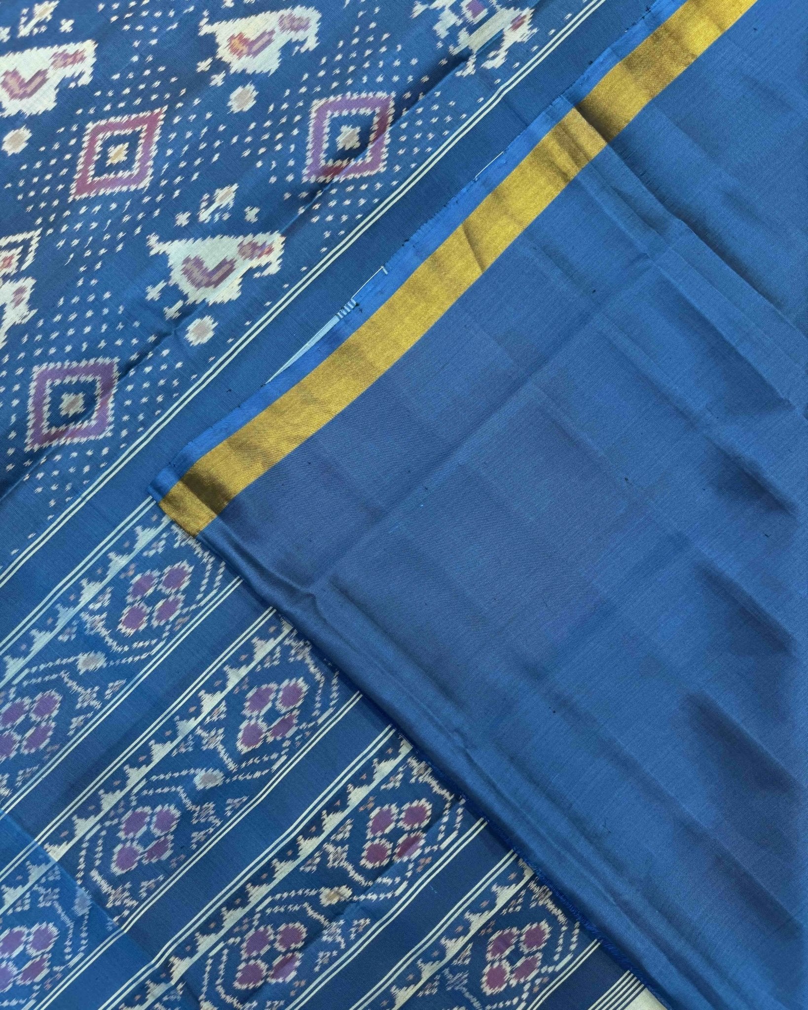 Rama Blue Narikunj Chanda Patola Saree - SindhoiPatolaArt