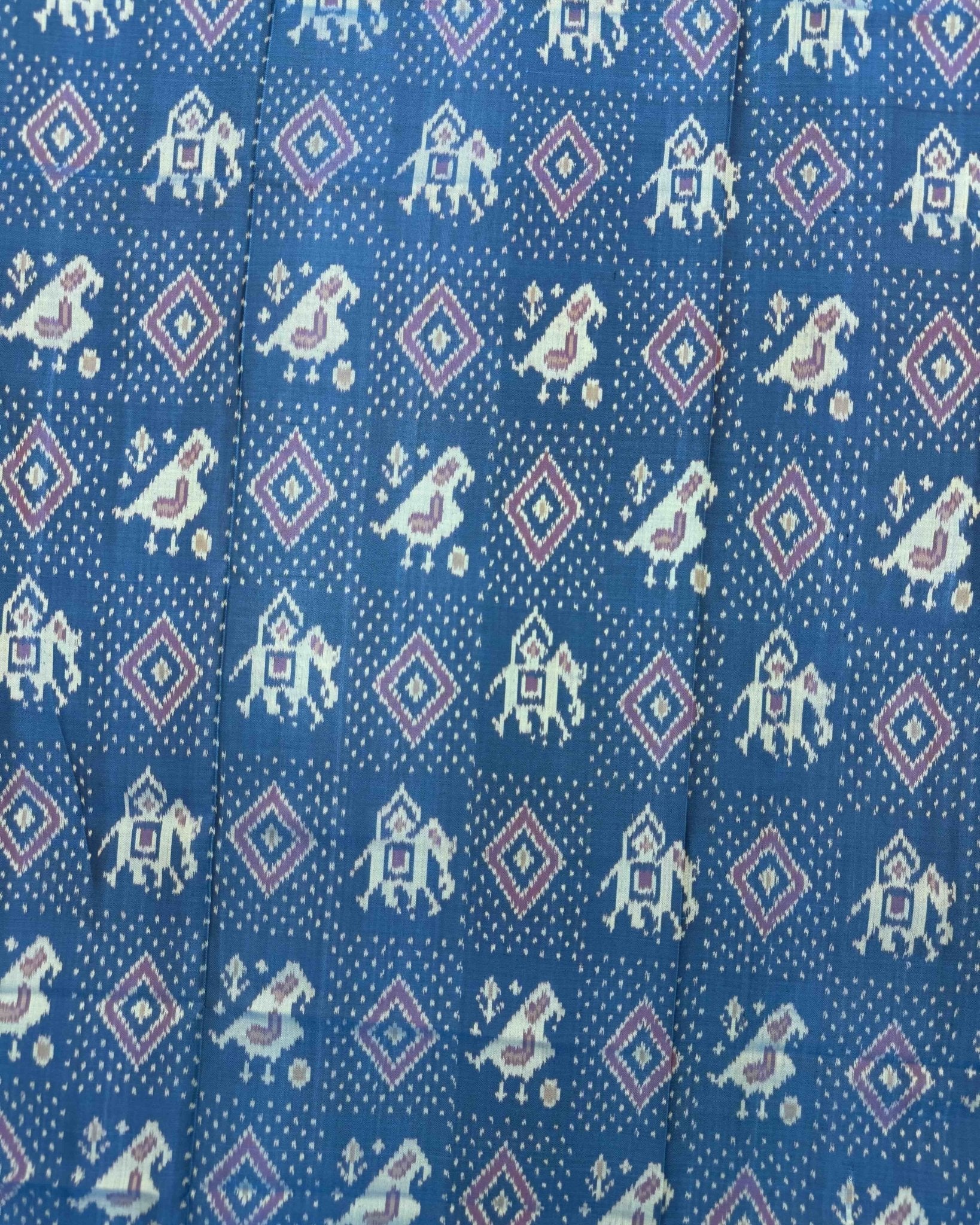 Rama Blue Narikunj Chanda Patola Saree - SindhoiPatolaArt