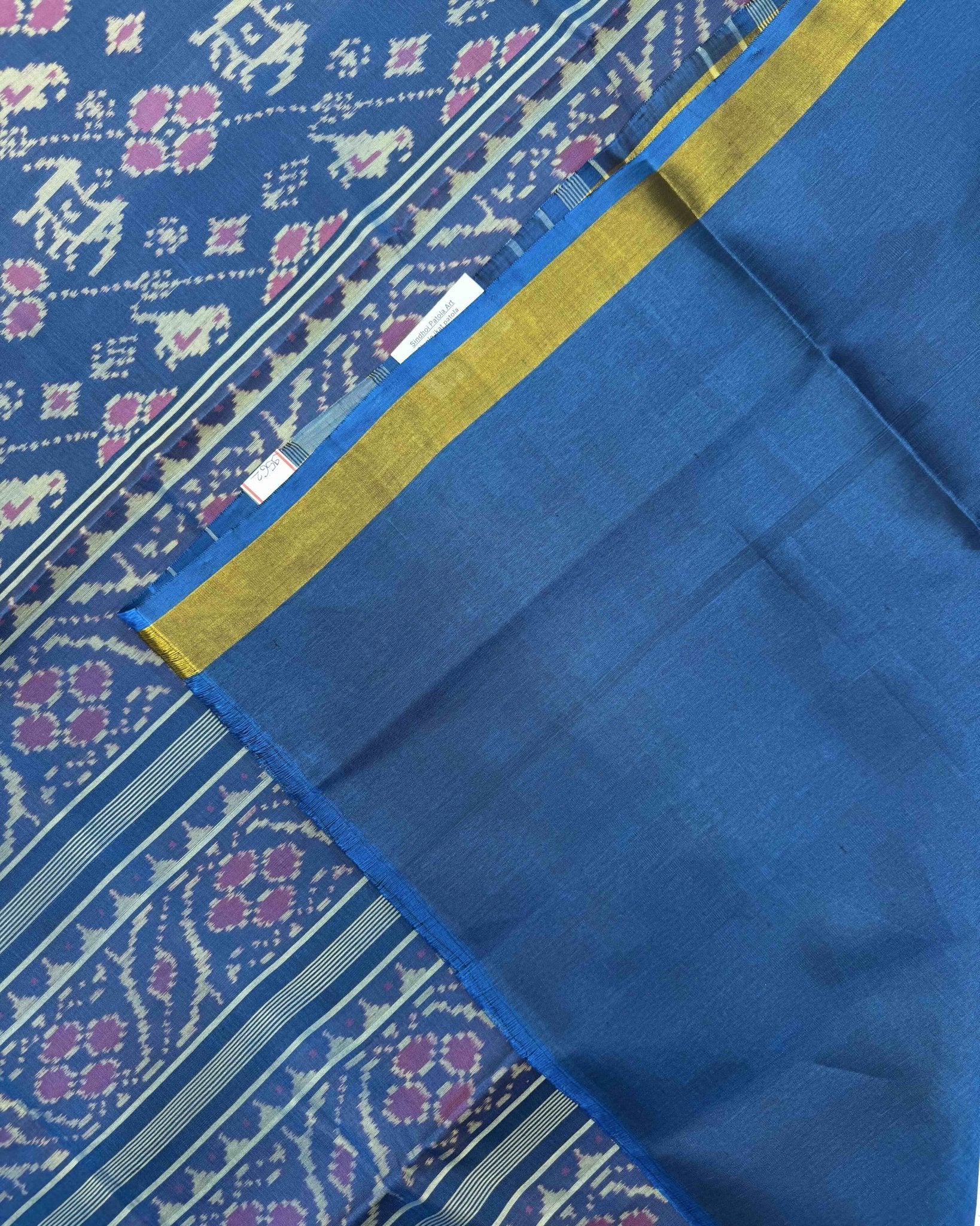 Rama Blue Narikunj Leheriya Patola Saree - SindhoiPatolaArt