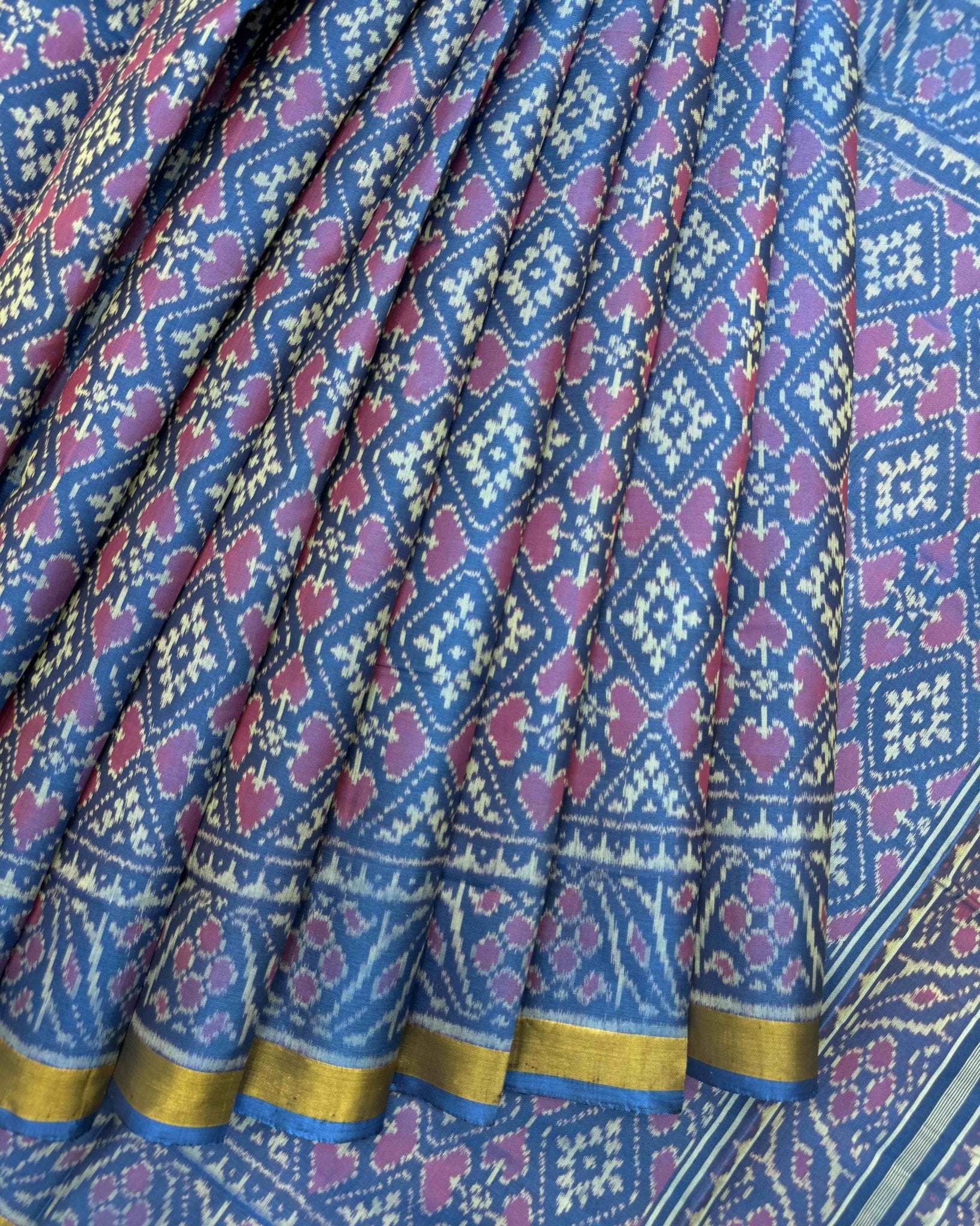 Rama Blue Panchanda Patola Saree - SindhoiPatolaArt
