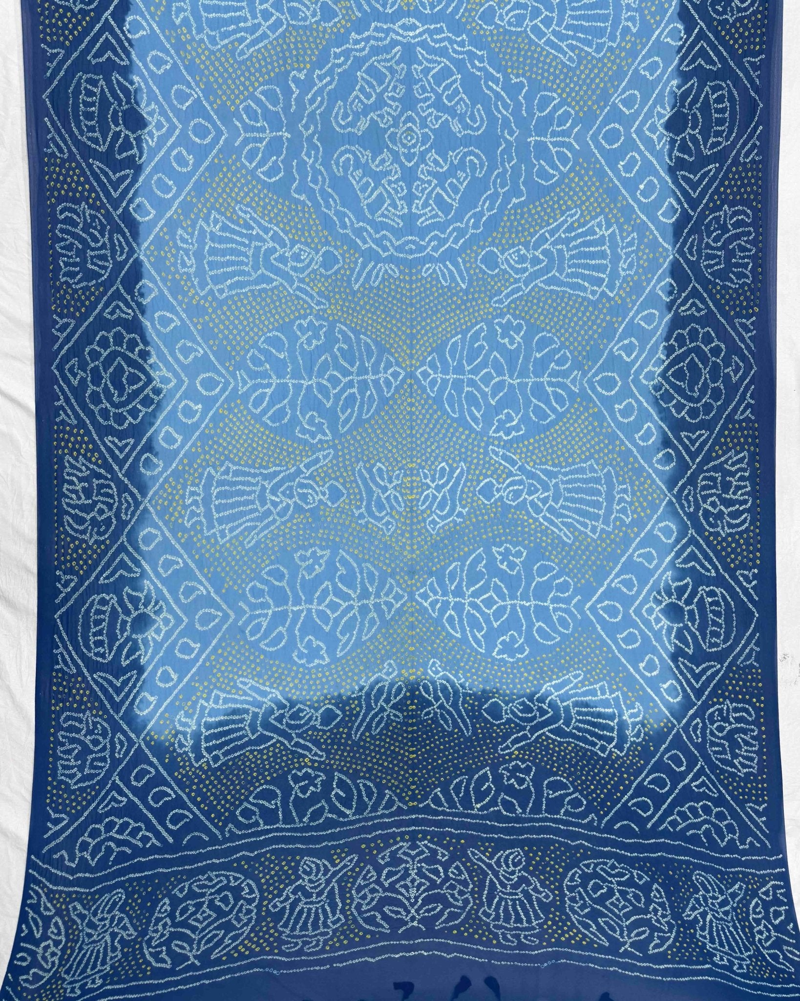 Rama Blue & Sky Blue Georgette Bandhani Dupatta - SindhoiPatolaArt