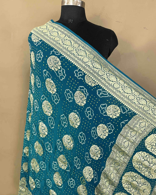 Rama Georgette Bandhani Dupatta - SindhoiPatolaArt