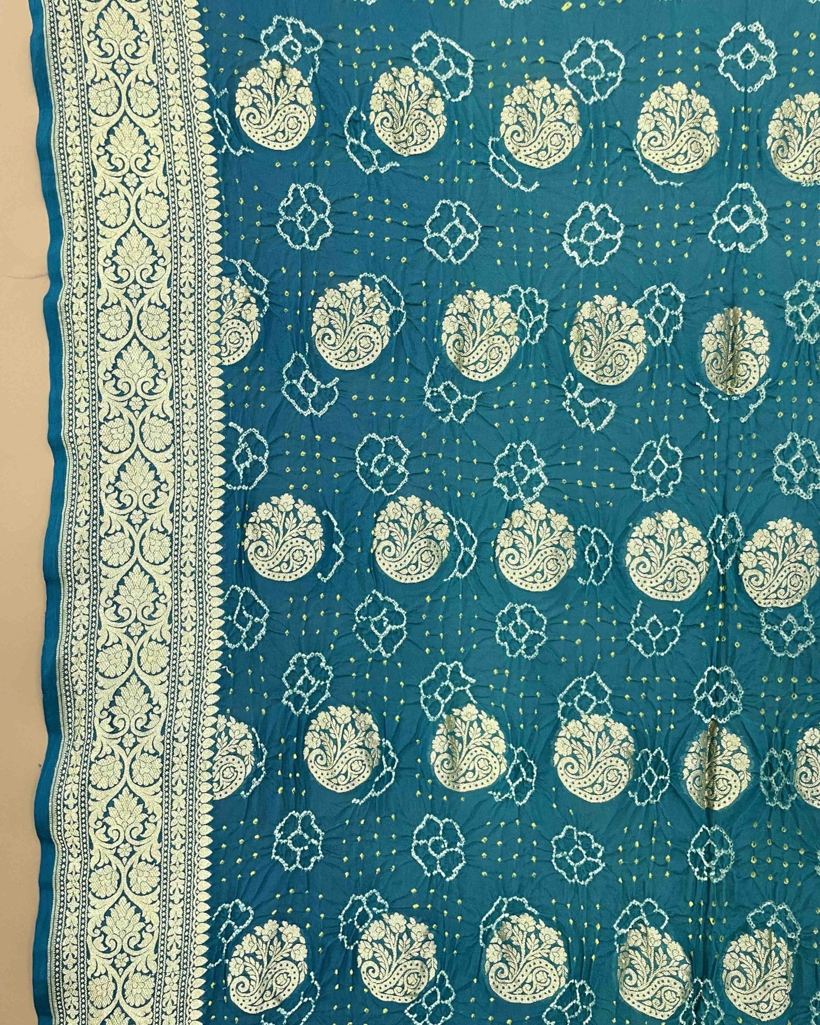 Rama Georgette Bandhani Dupatta - SindhoiPatolaArt