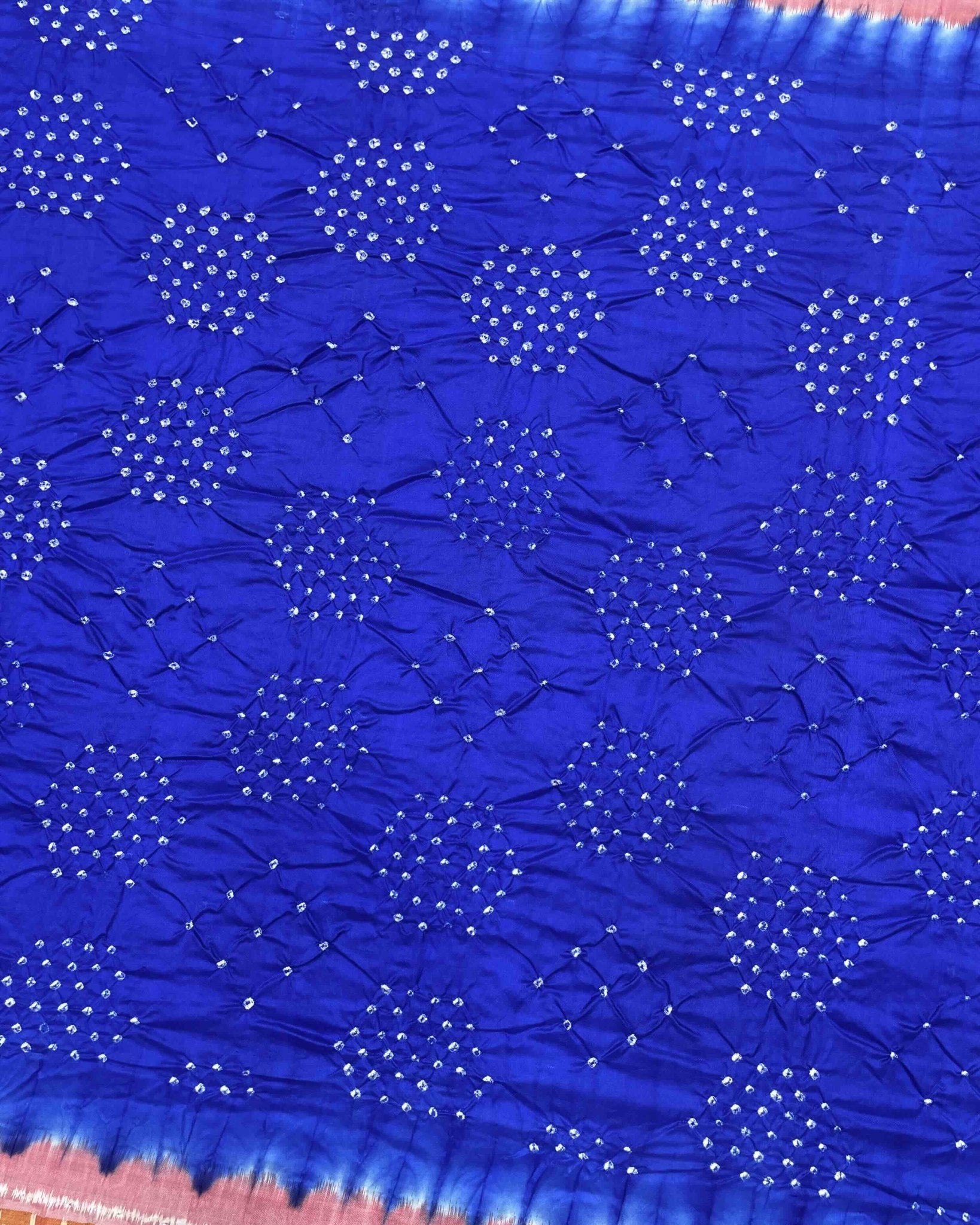 Red & Blue Bandhani Patola Saree - SindhoiPatolaArt