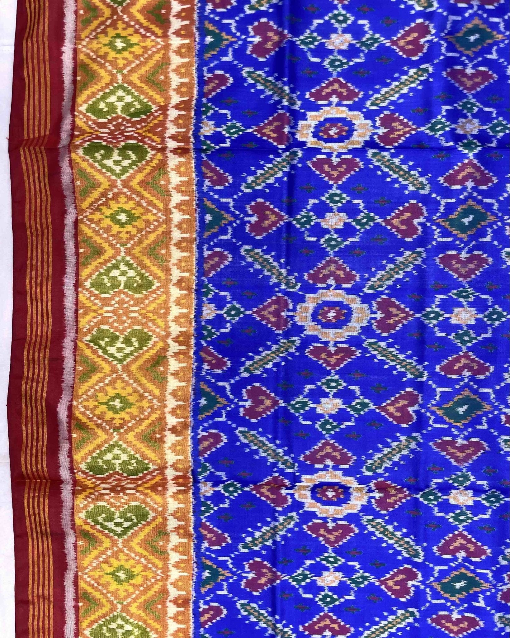 Red & Blue Manekchowk Patola Saree - SindhoiPatolaArt