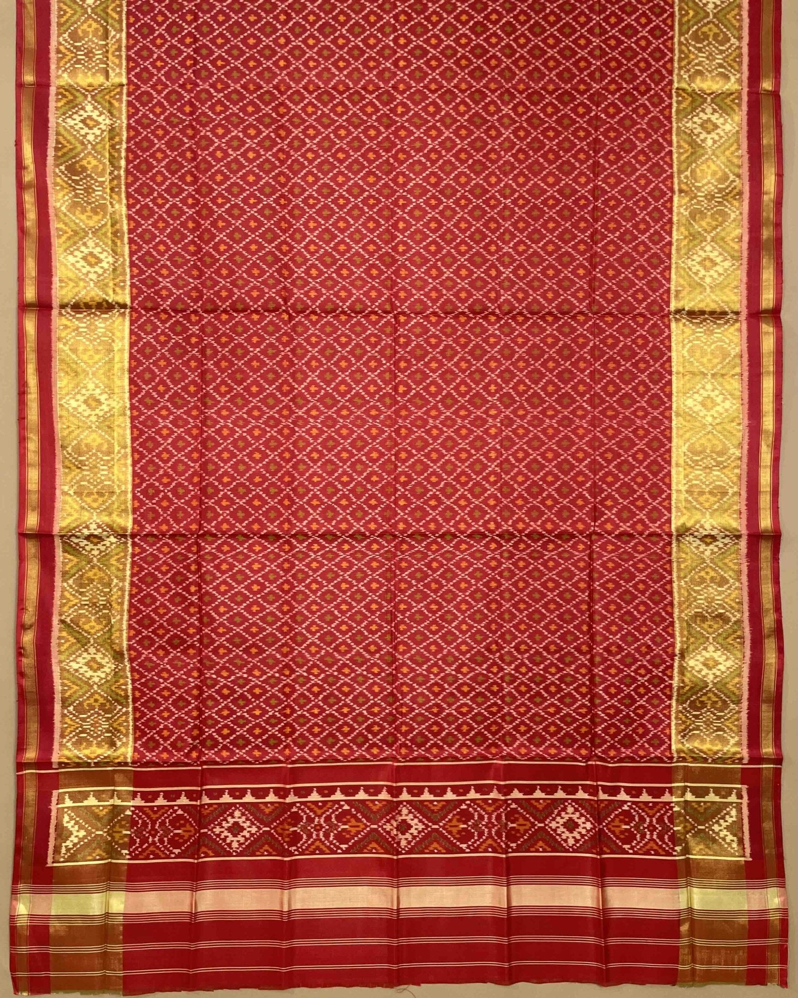 Red Booty Designer Patola Dupatta - SindhoiPatolaArt