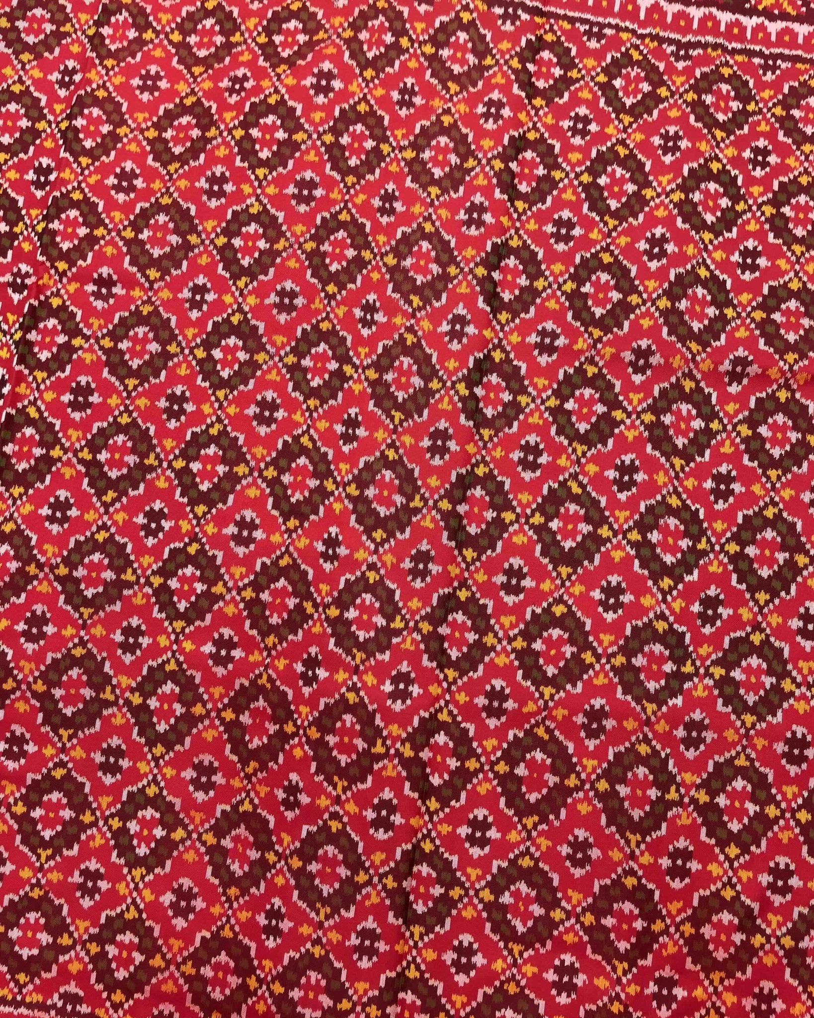 Red Buttonful Patola Saree - SindhoiPatolaArt