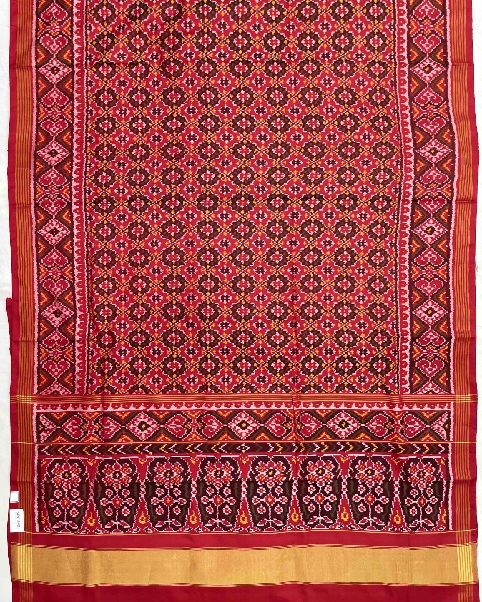 Red Buttonful Patola Saree - SindhoiPatolaArt