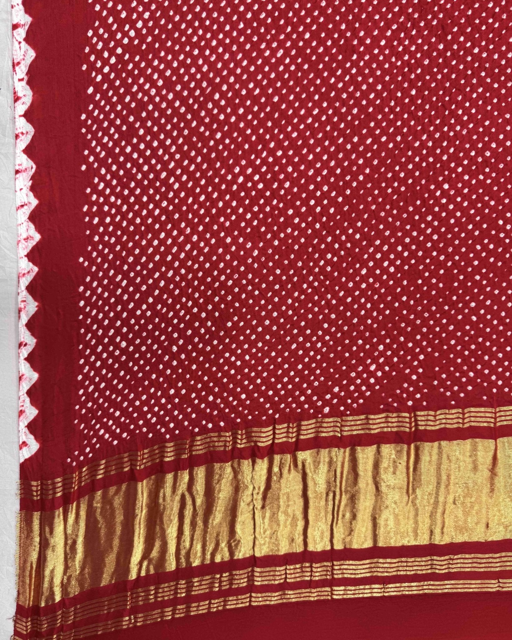 Red Gajji Silk Bandhani Dupatta - SindhoiPatolaArt