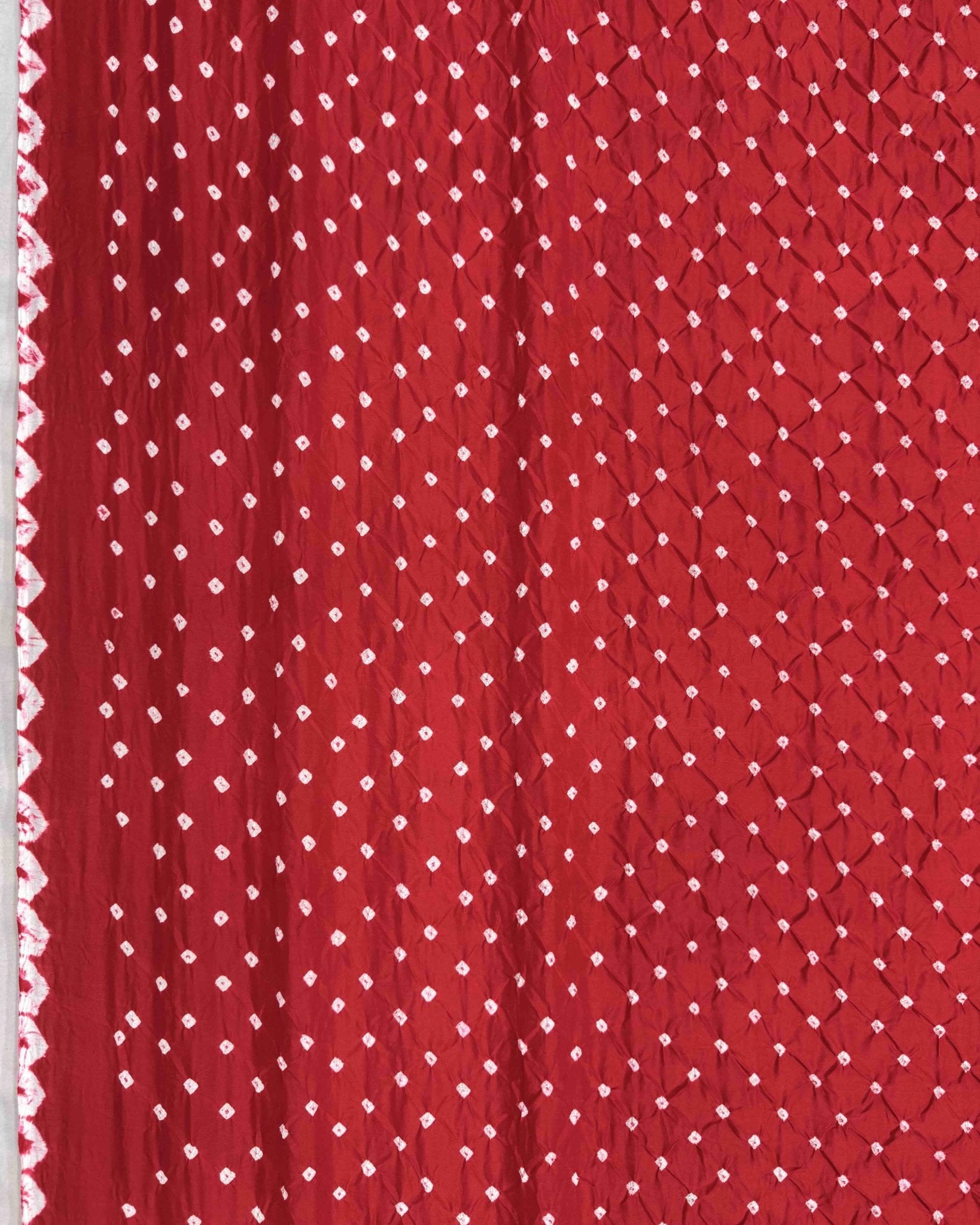 Red Habotai Bandhani Saree - SindhoiPatolaArt