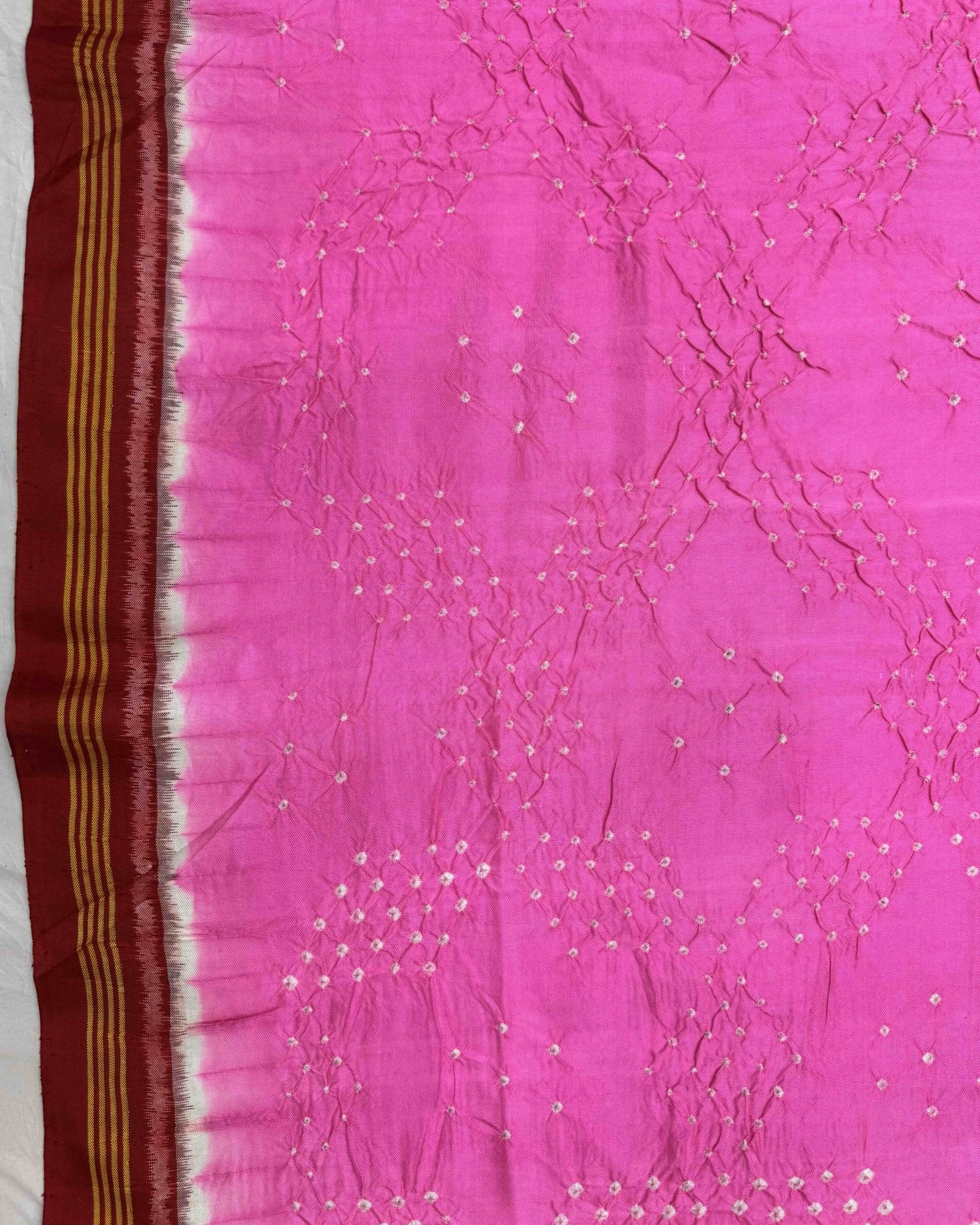 Red & Light Pink Bandhani Patola Dupatta - SindhoiPatolaArt