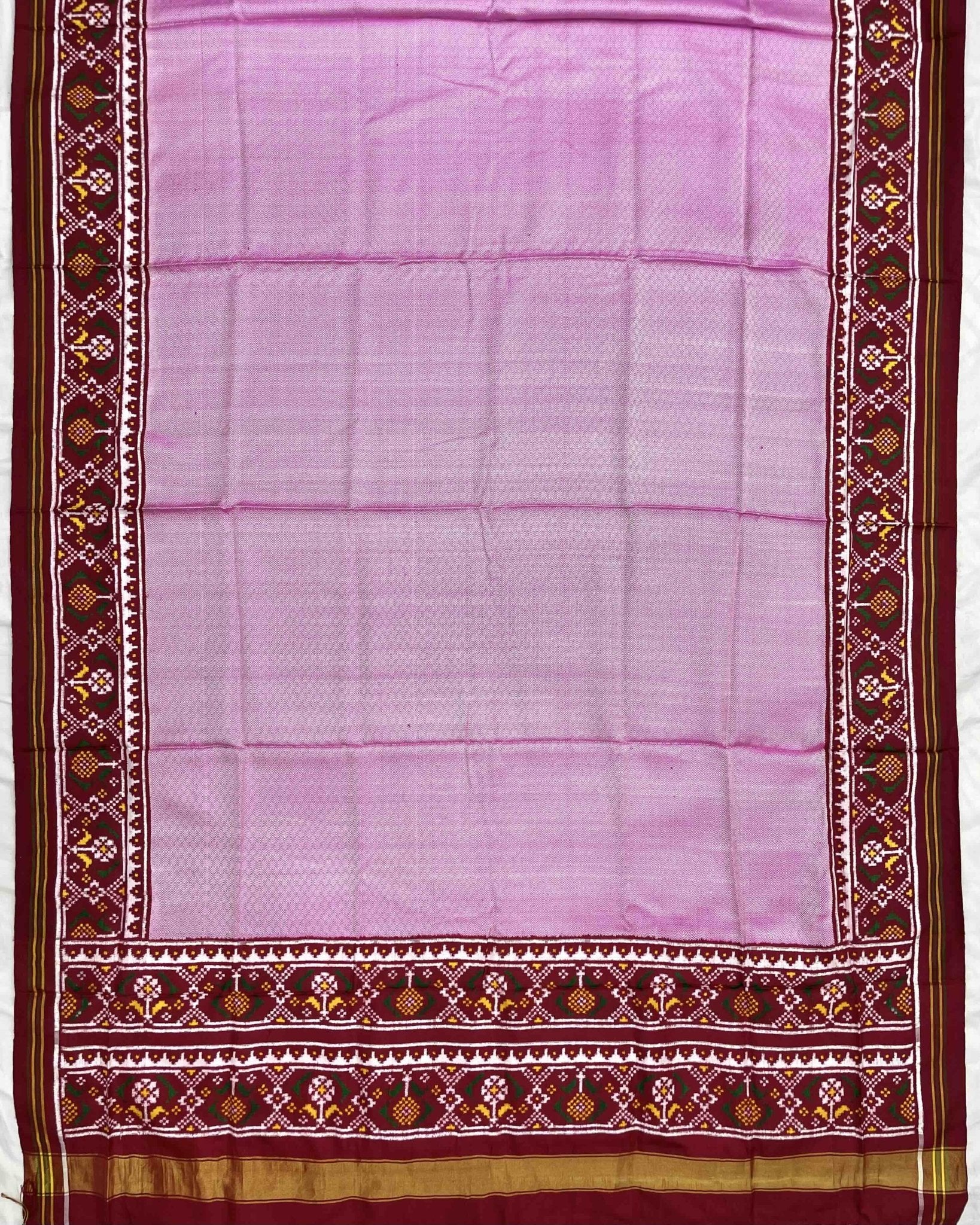 Red & Light Pink Pattern Design Patola Dupatta - SindhoiPatolaArt