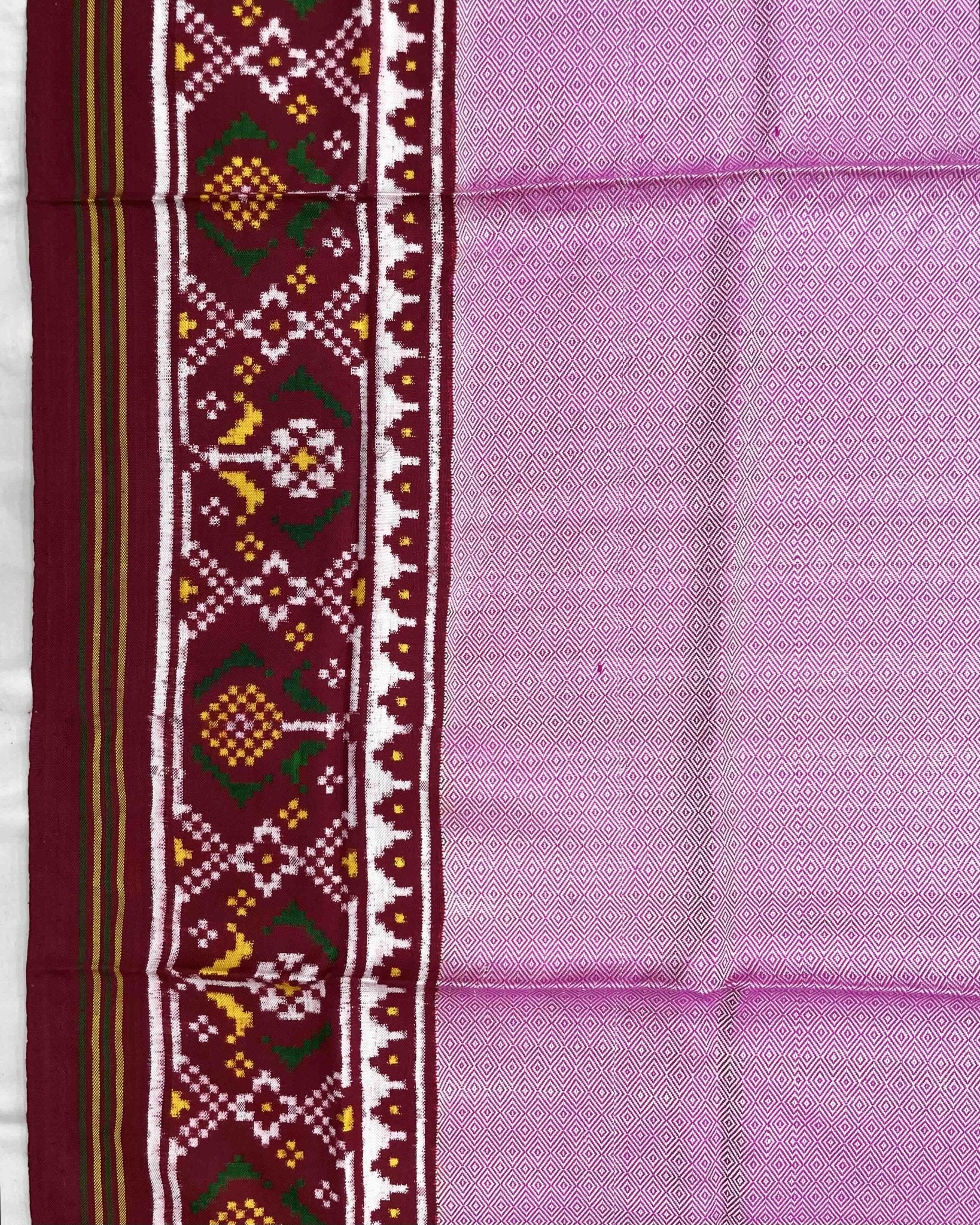 Red & Light Pink Pattern Design Patola Dupatta - SindhoiPatolaArt
