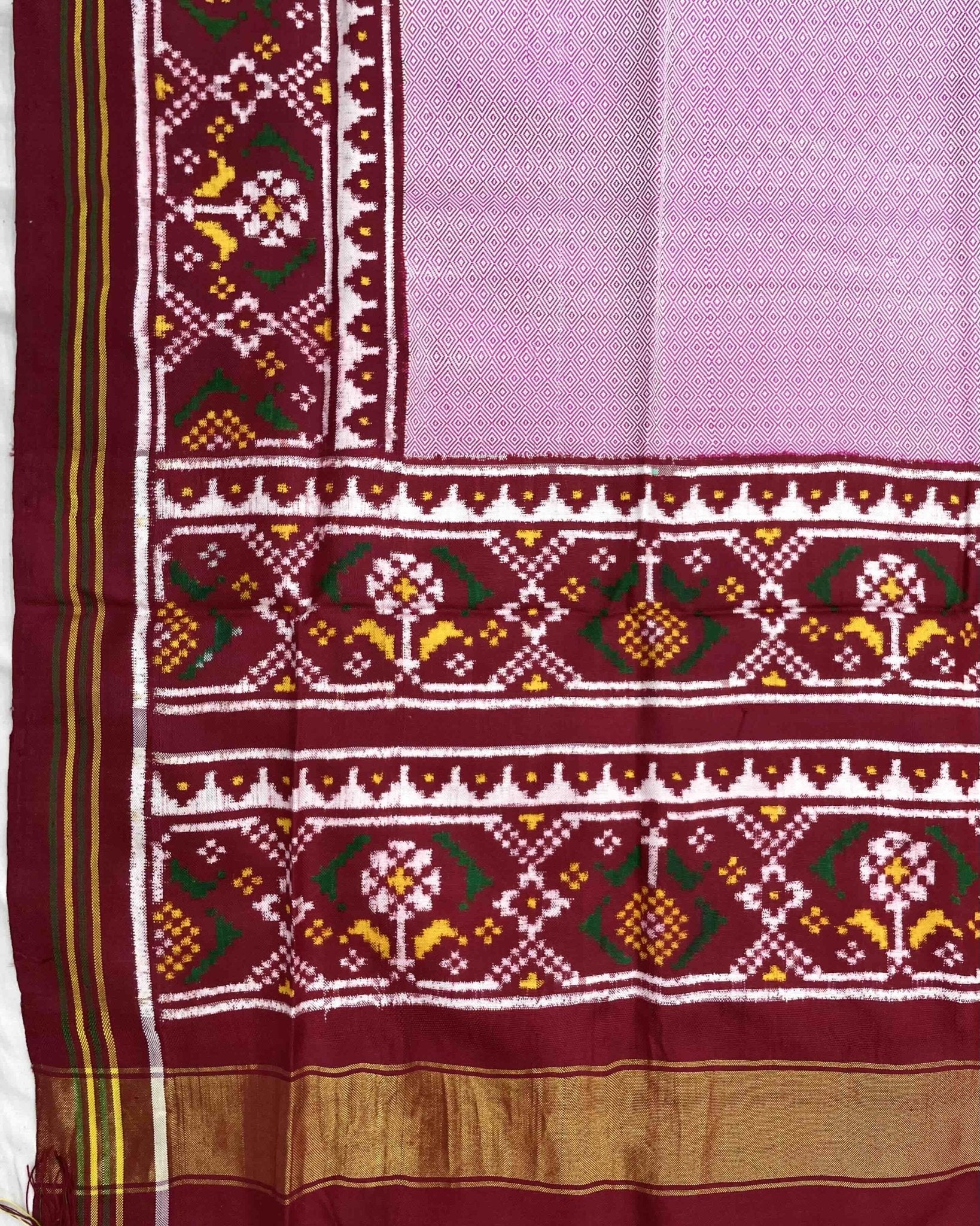 Red & Light Pink Pattern Design Patola Dupatta - SindhoiPatolaArt