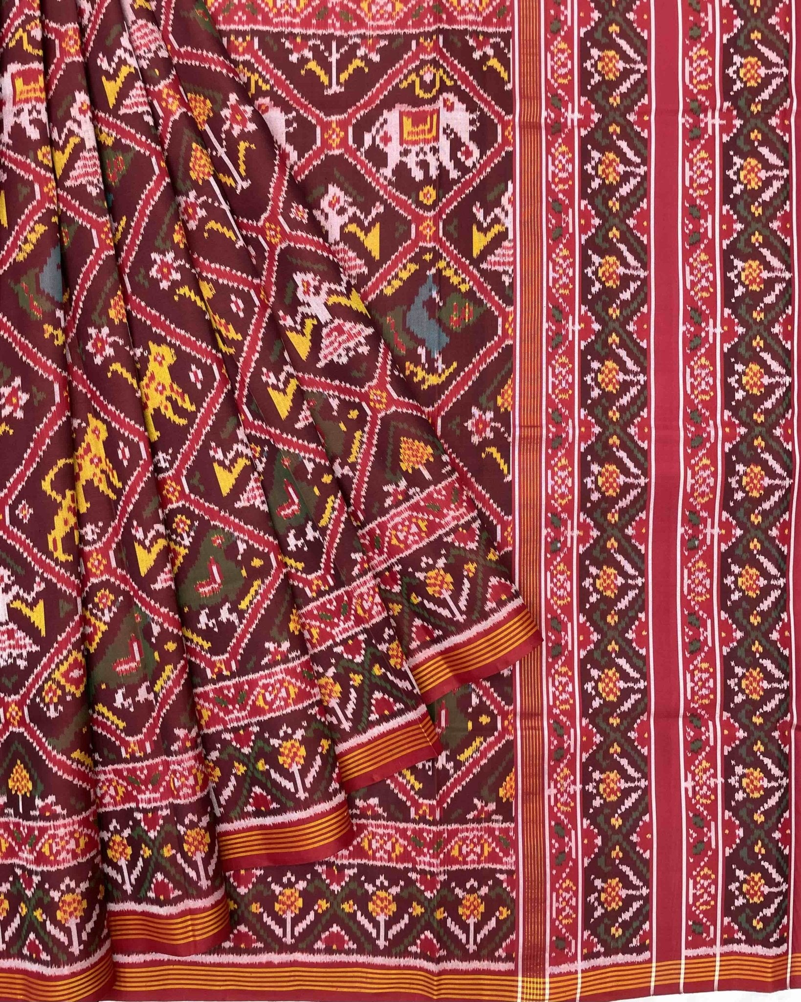 Red & Maroon Narikunj Traditional Patola Saree - SindhoiPatolaArt