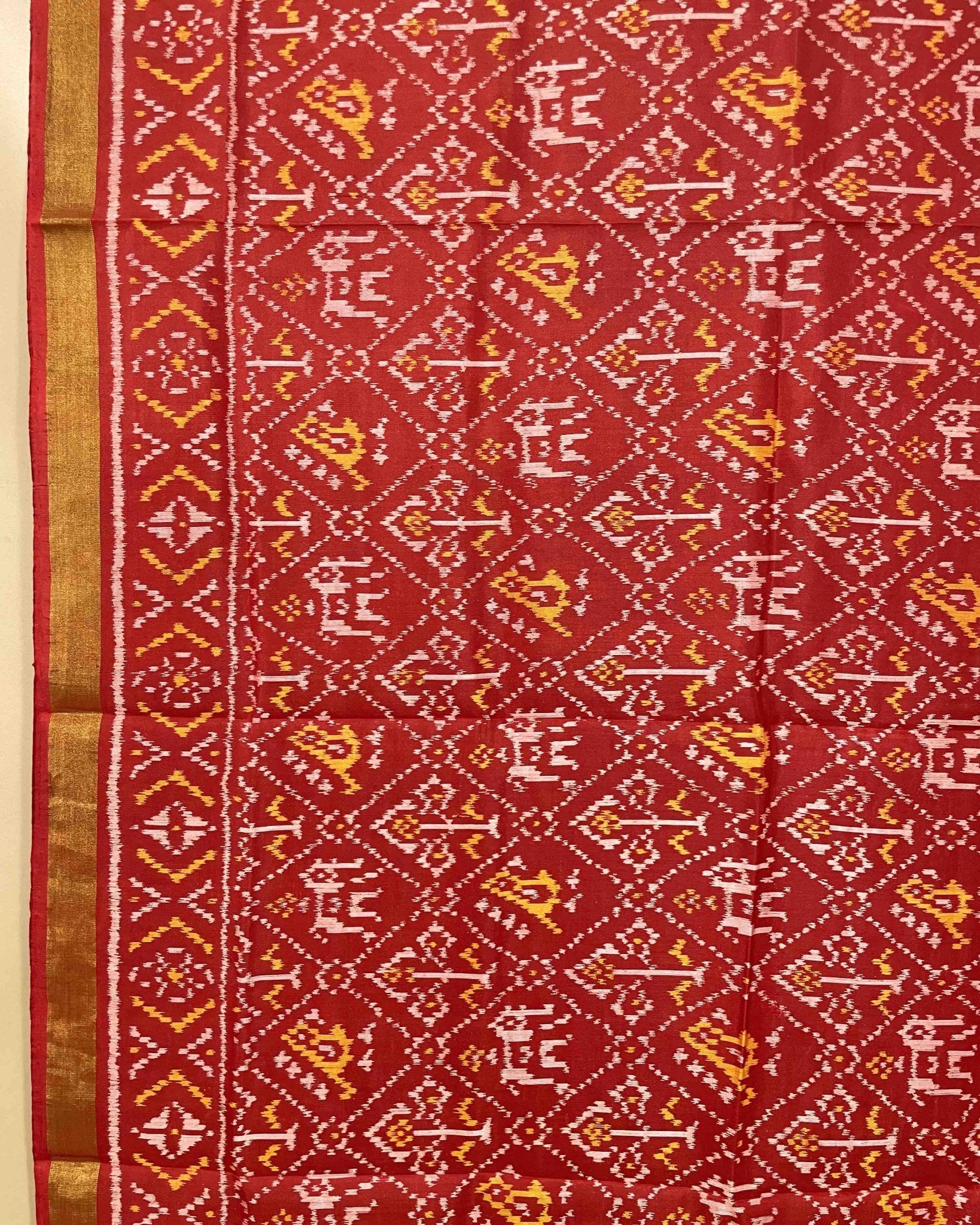 Red Narikunj Designer Patola Dupatta - SindhoiPatolaArt