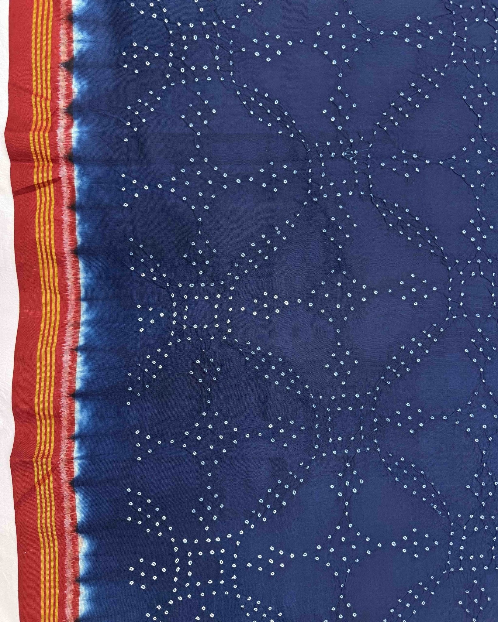 Red & Navy Blue Bandhani Patola Dupatta - SindhoiPatolaArt