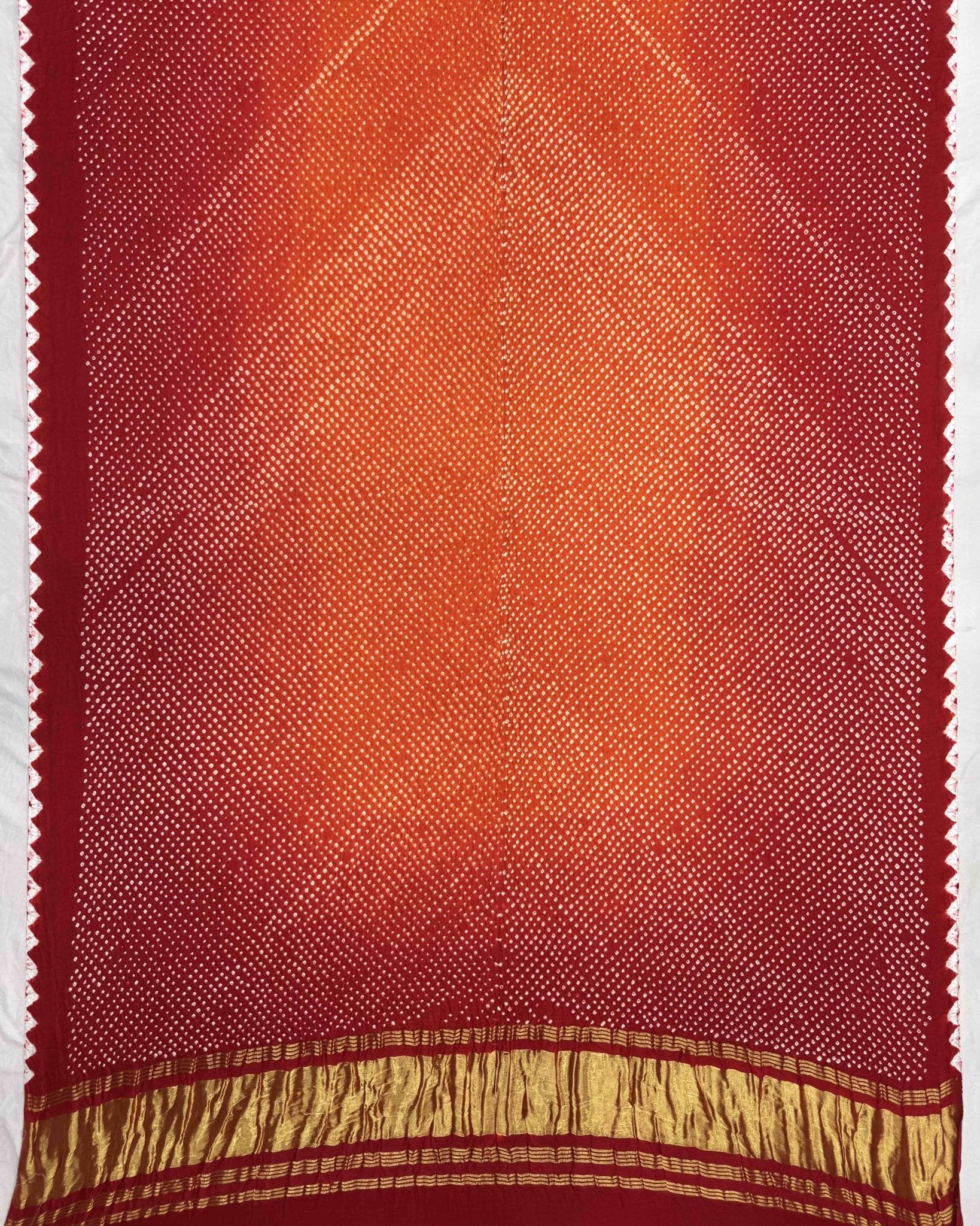 Red & Orange Gajji Silk Bandhani Dupatta - SindhoiPatolaArt