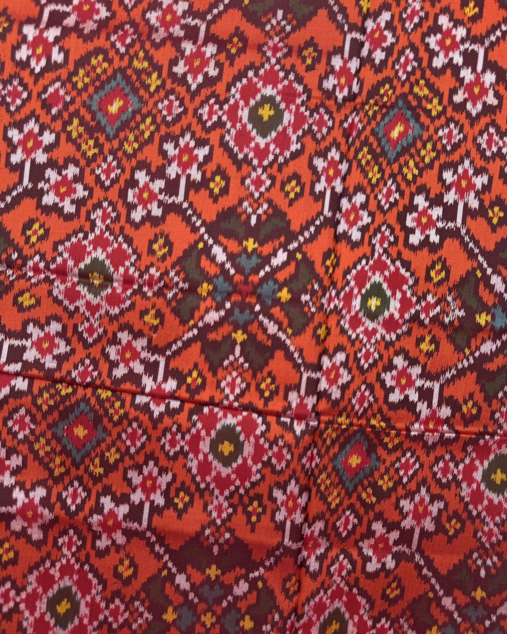 Red & Orange Navratan Semi Double Ikat Patola Saree - SindhoiPatolaArt
