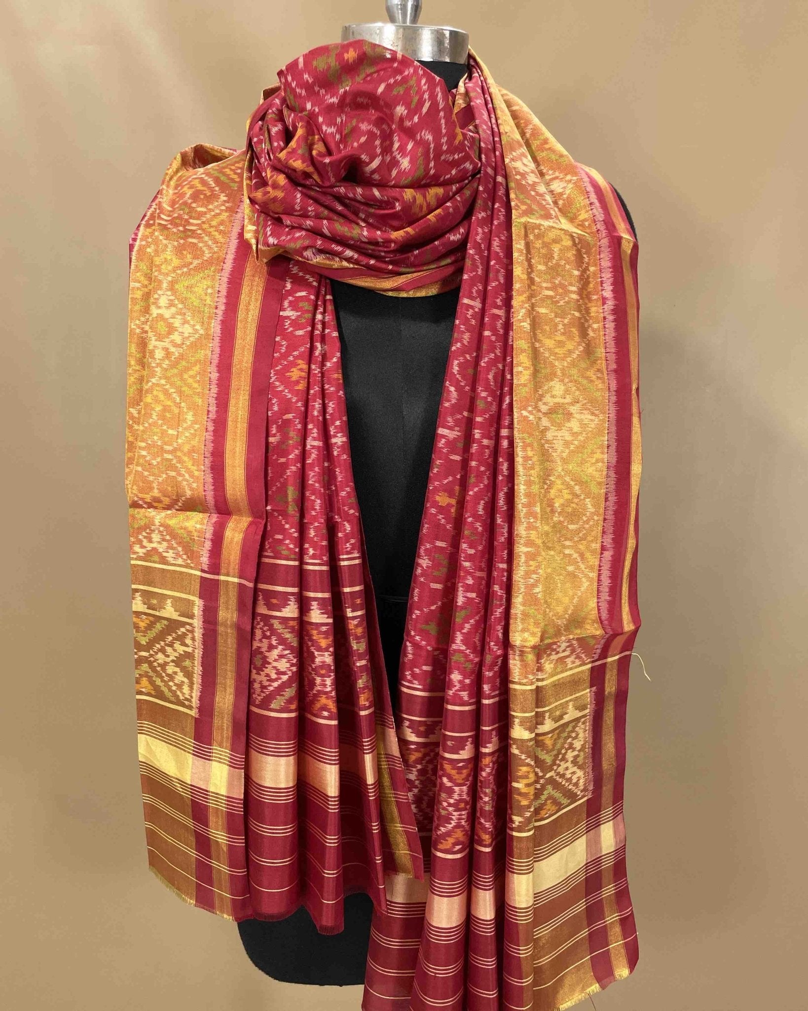 Red Panchanda Designer Patola Dupatta - SindhoiPatolaArt