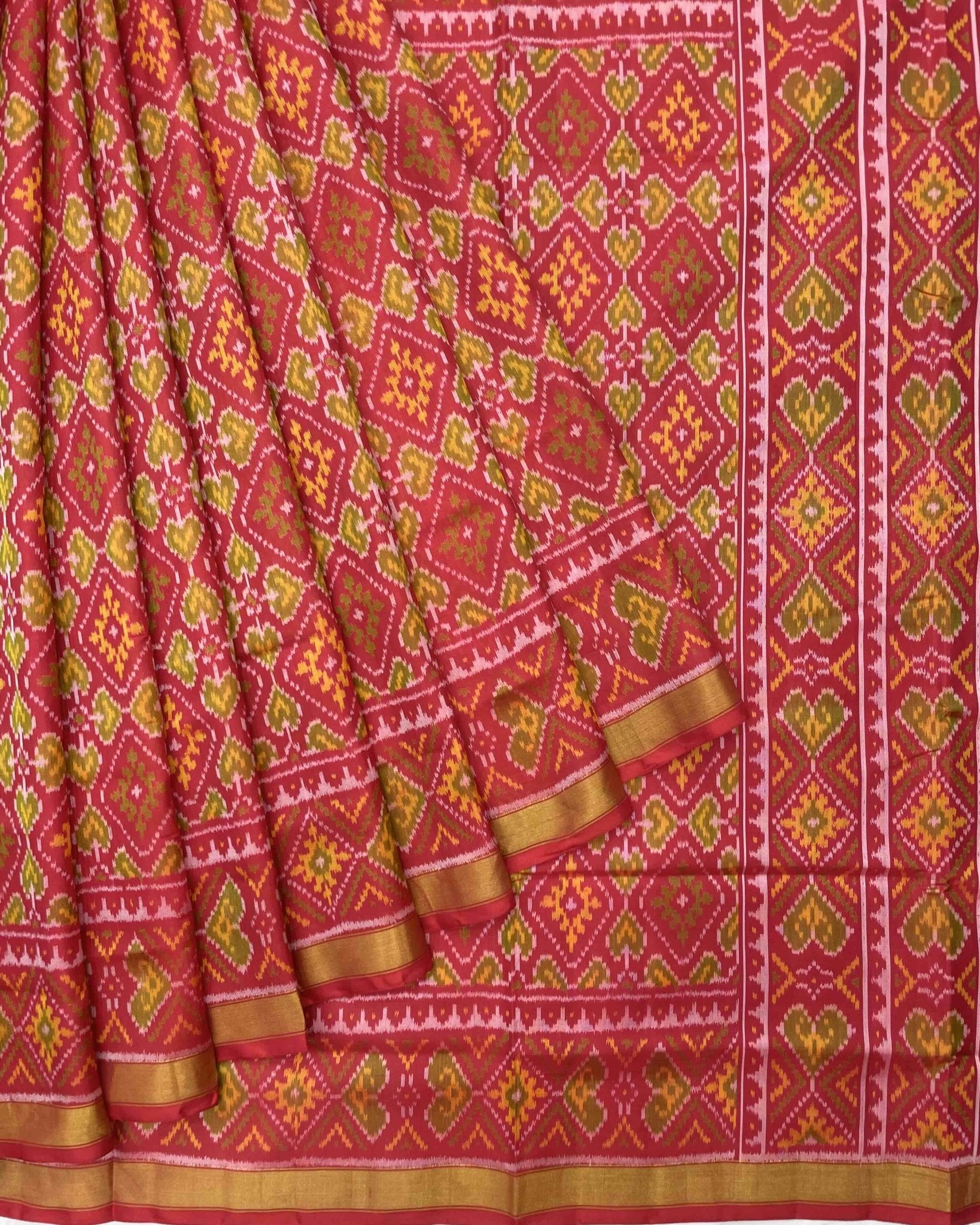 Red Panchanda Patola Saree - SindhoiPatolaArt