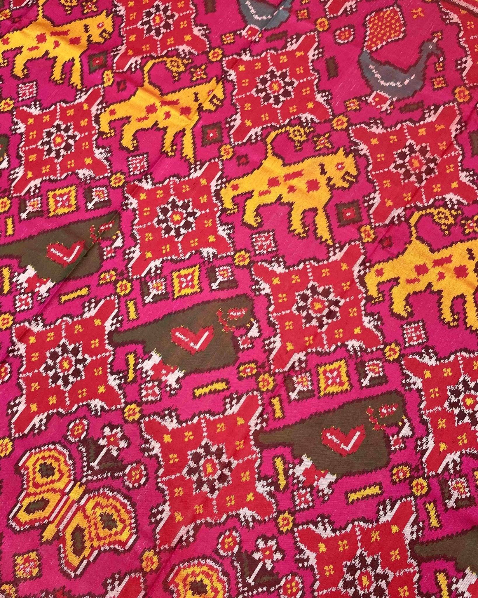 Red & Pink Big Figure Narikunj Designer Patola Saree - SindhoiPatolaArt