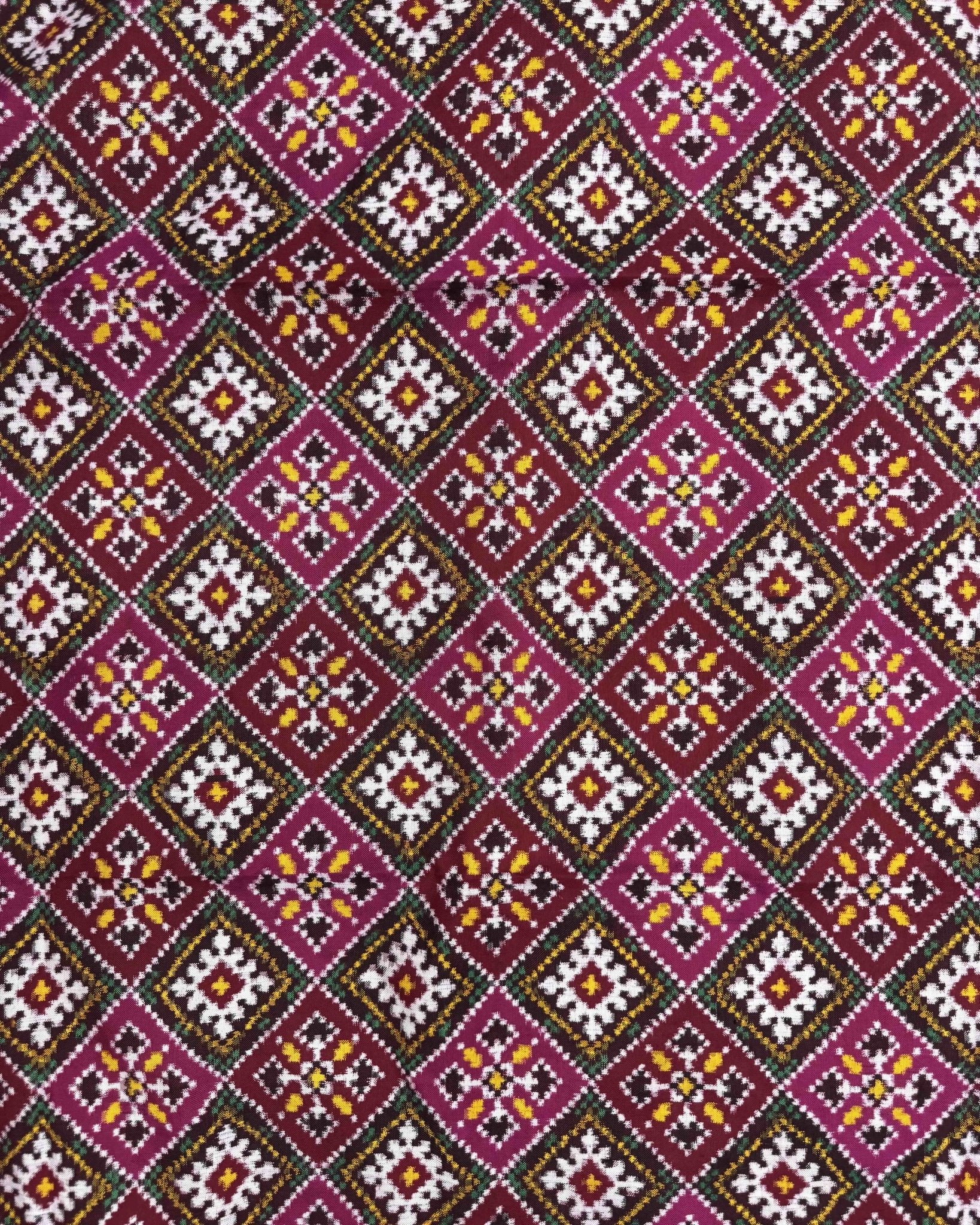 Red & Pink Panchanda Double Ikat Patola Dupatta - SindhoiPatolaArt