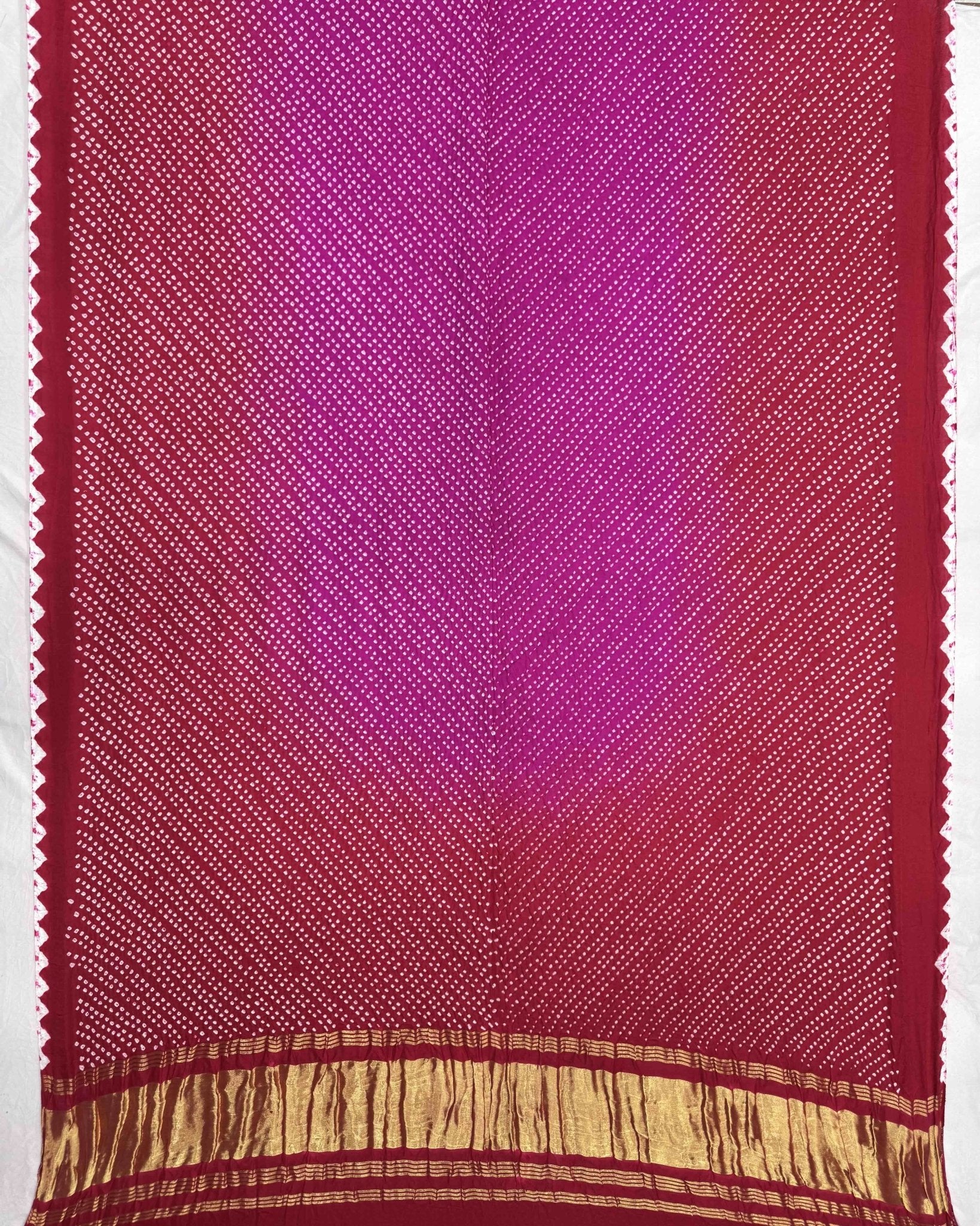 Red & Pink Shaded Gajji Silk Bandhani Dupatta - SindhoiPatolaArt