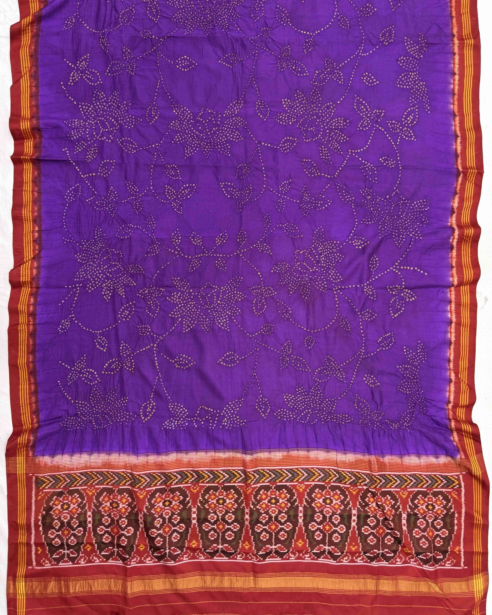 Red & Purple Bandhani Patola Dupatta - SindhoiPatolaArt