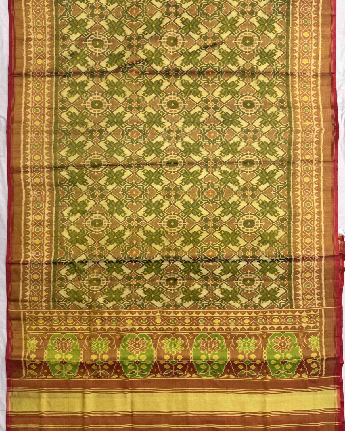 Red & Yellow Manekchowk Tissue Patola Saree - SindhoiPatolaArt
