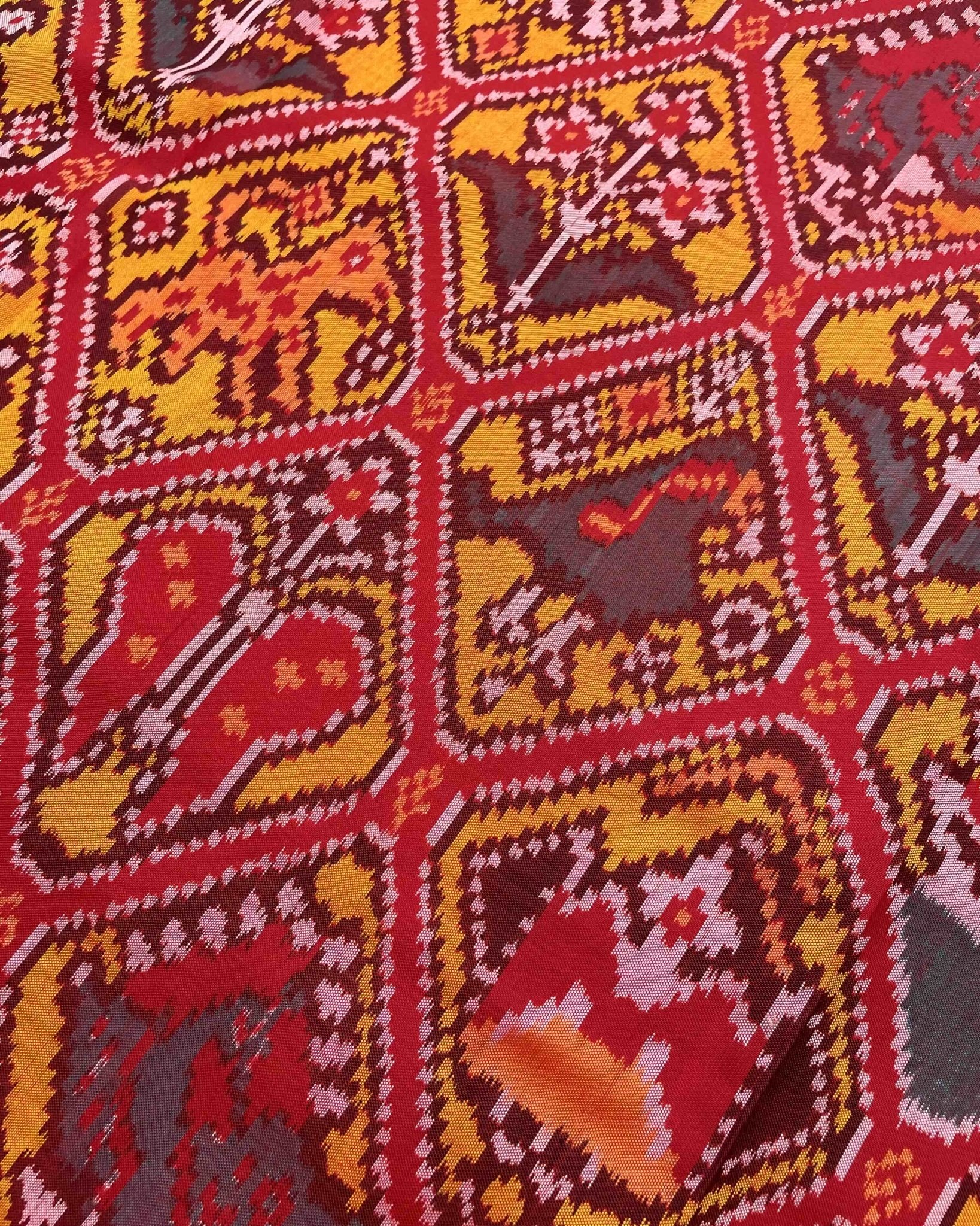 Red & Yellow Narikunj Designer Patola Saree - SindhoiPatolaArt