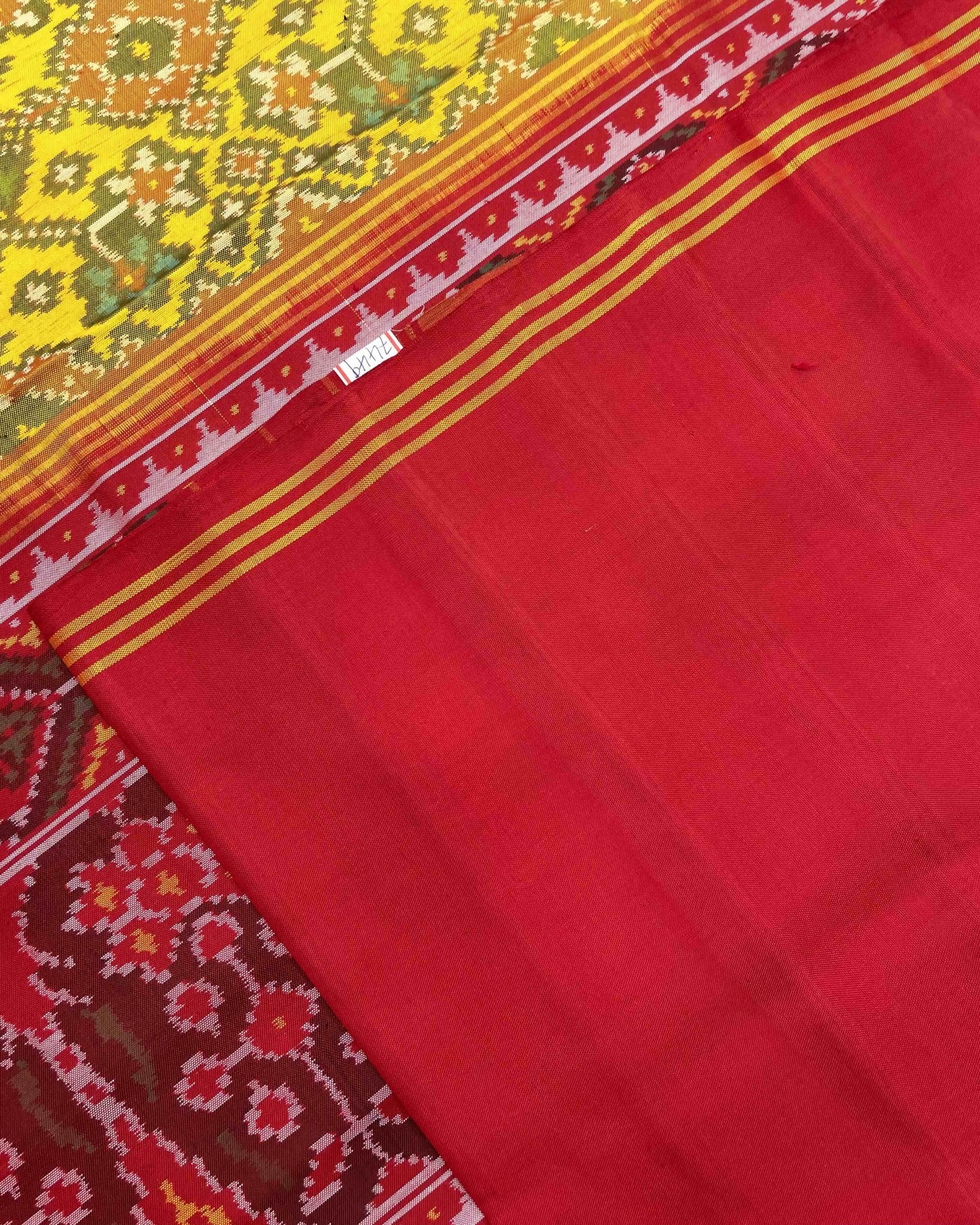 Red & Yellow Navratan Patola Saree - SindhoiPatolaArt