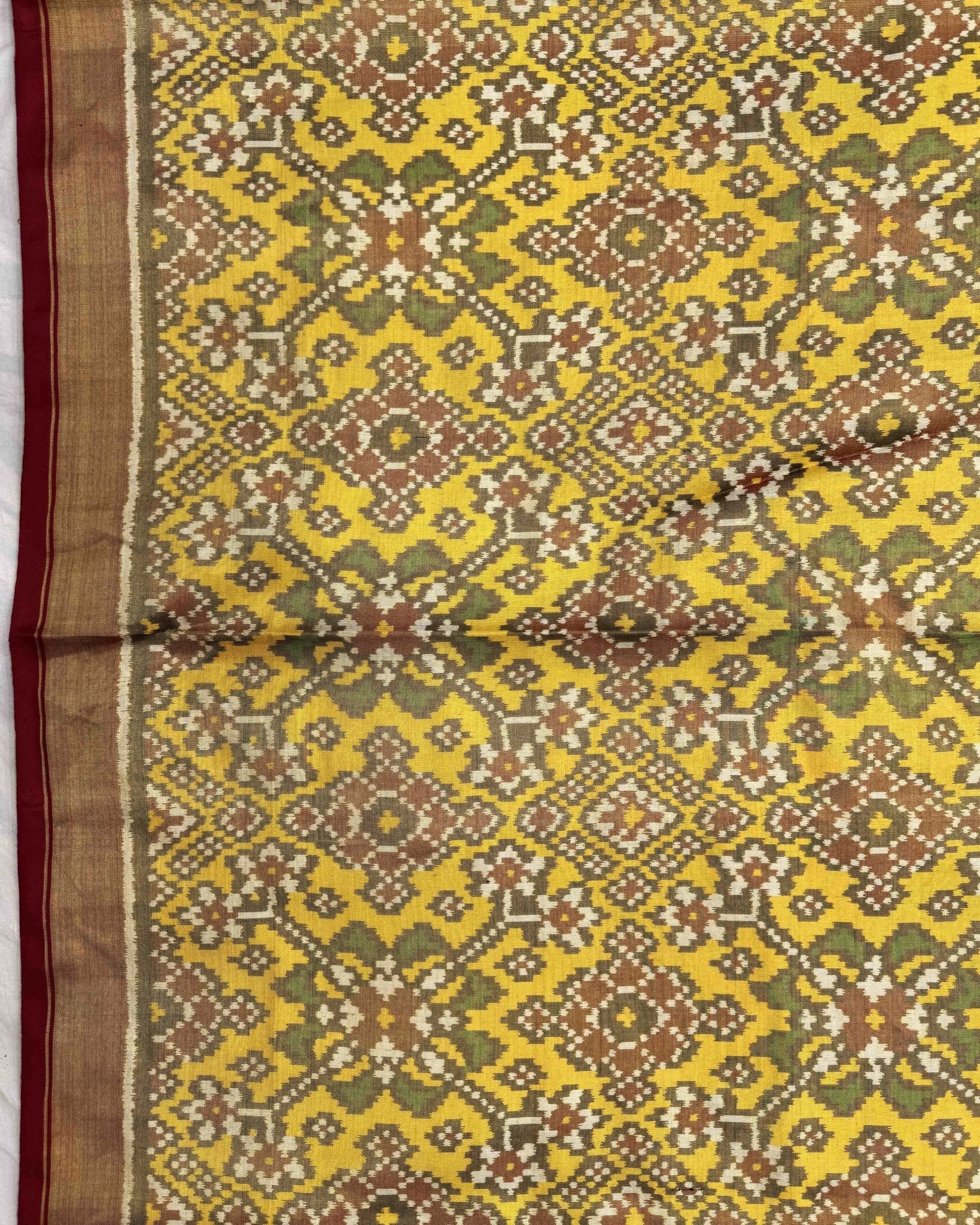 Red & Yellow Navratan Tissue Patola Saree - SindhoiPatolaArt