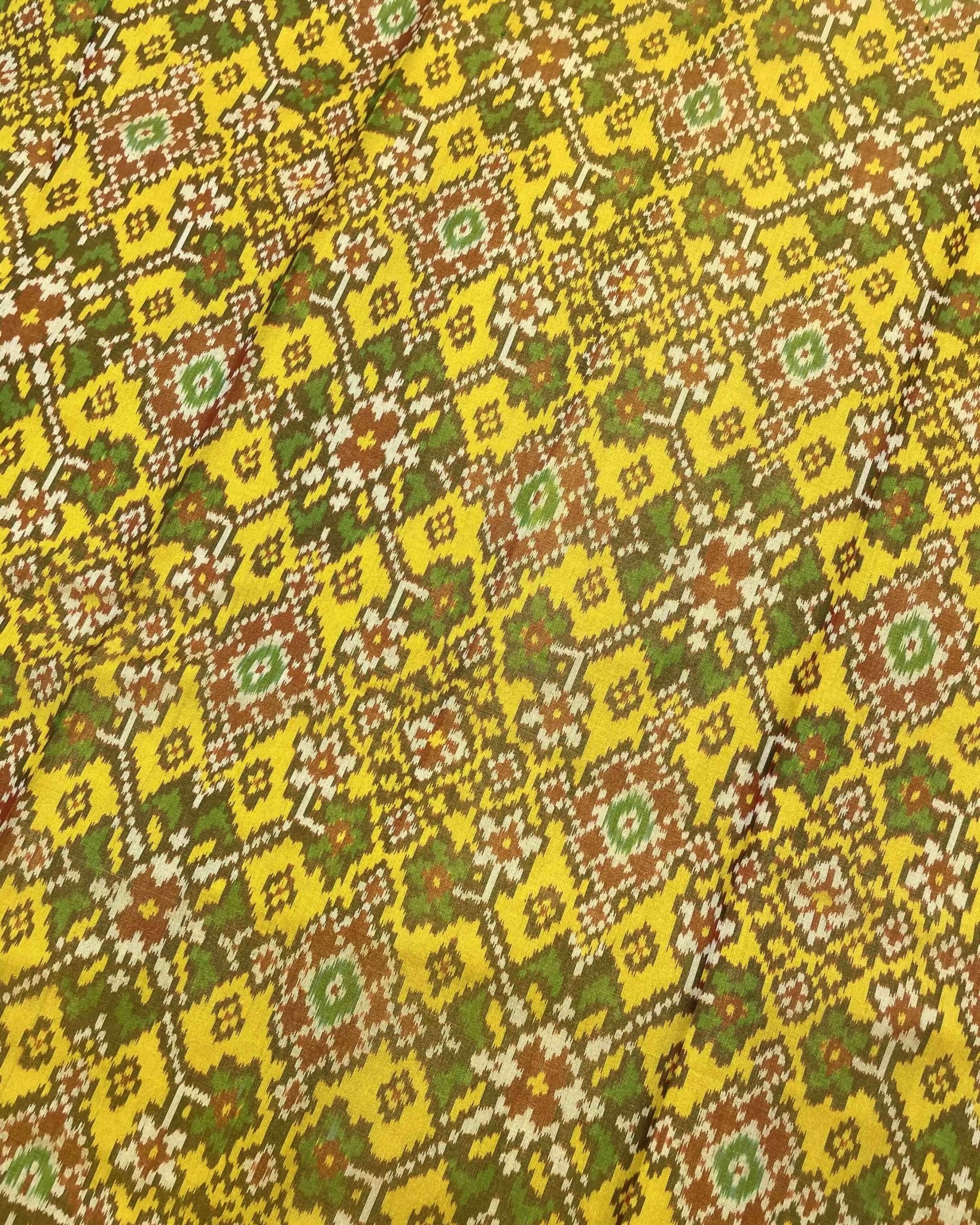 Red & Yellow Navratan Tissue Patola Saree - SindhoiPatolaArt