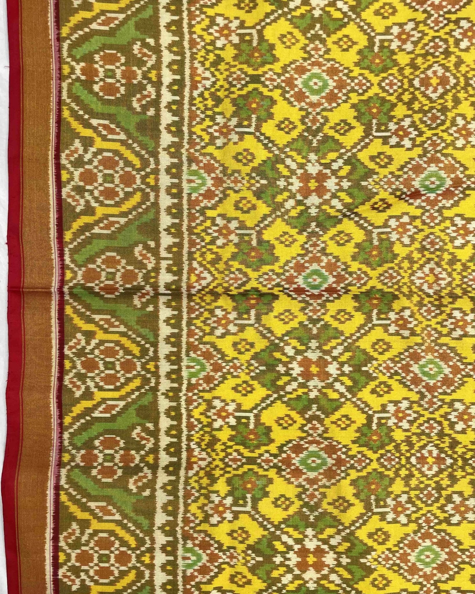 Red & Yellow Navratan Tissue Patola Saree - SindhoiPatolaArt