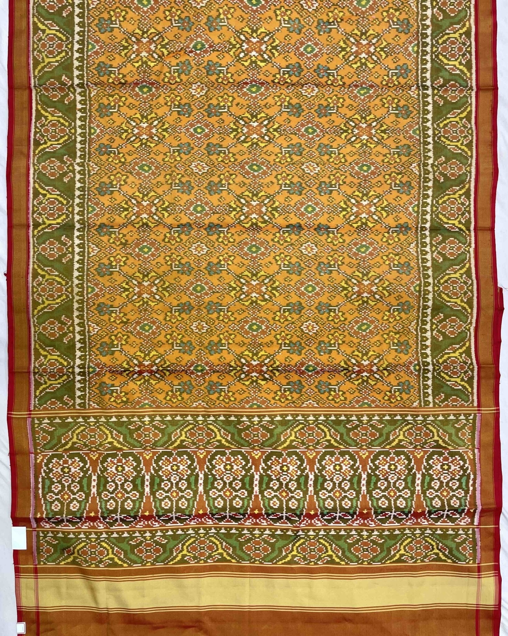 Red & Yellow Navratan Tissue Patola Saree - SindhoiPatolaArt