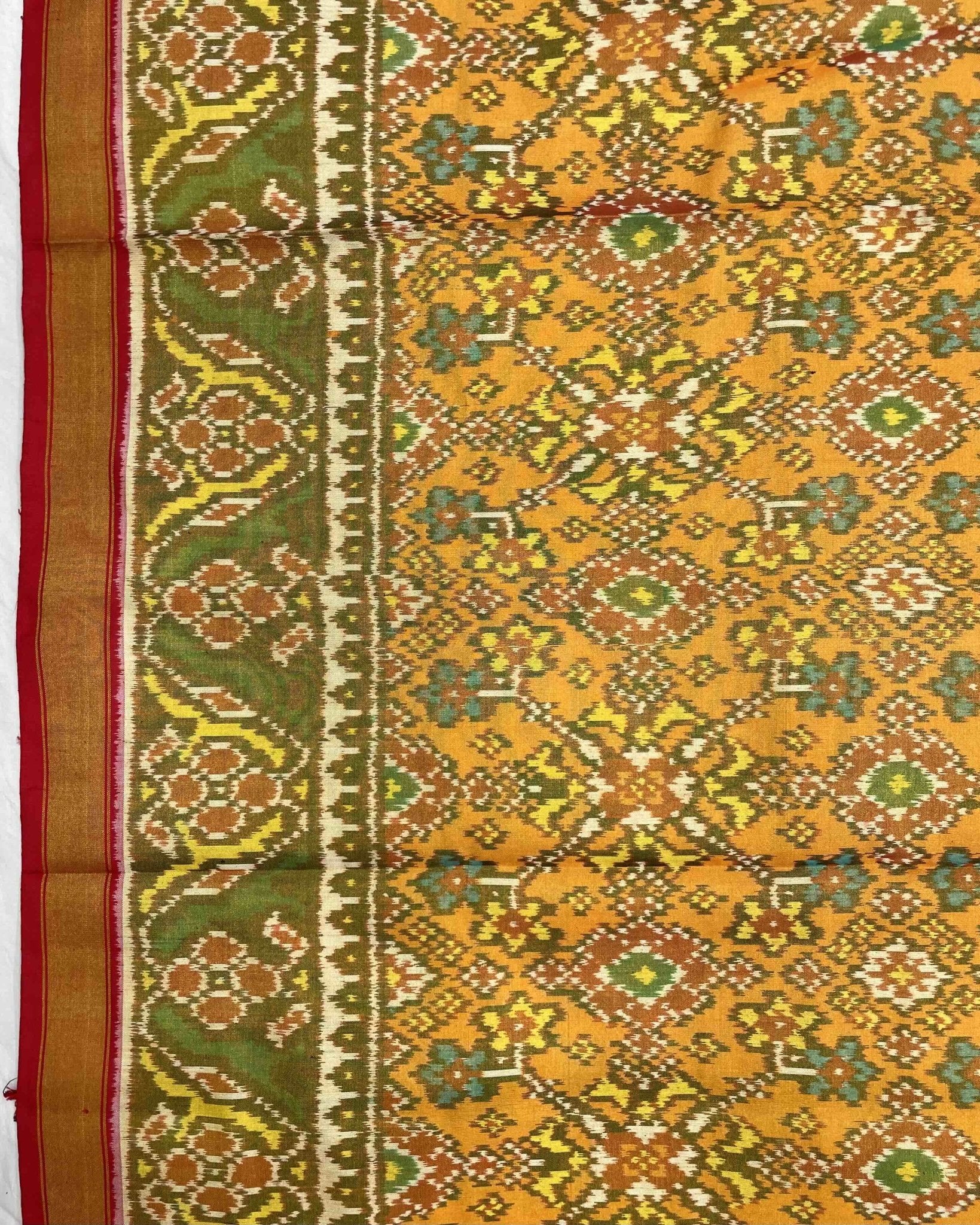 Red & Yellow Navratan Tissue Patola Saree - SindhoiPatolaArt