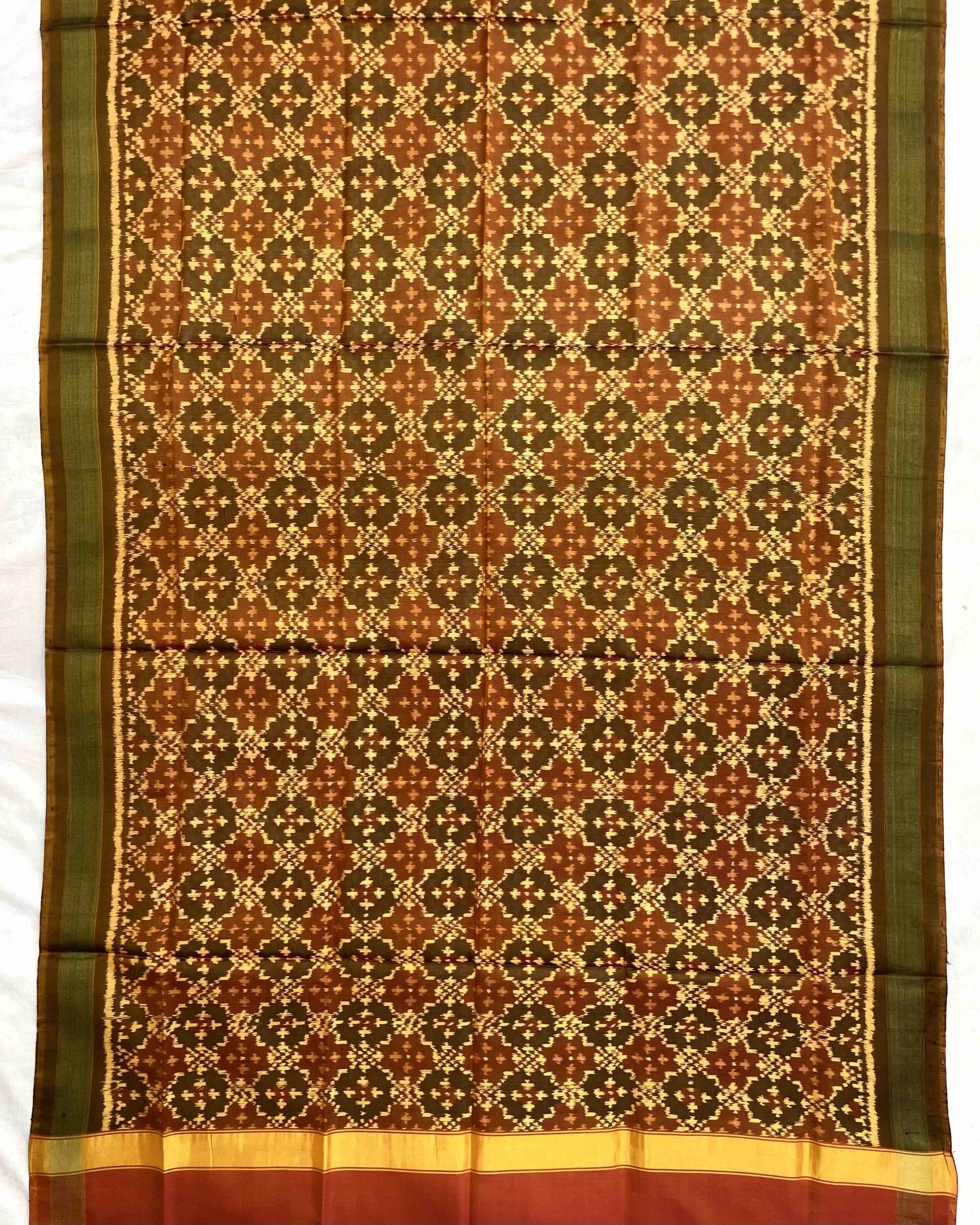 Rust Buttonful Design Patola Dupatta - SindhoiPatolaArt